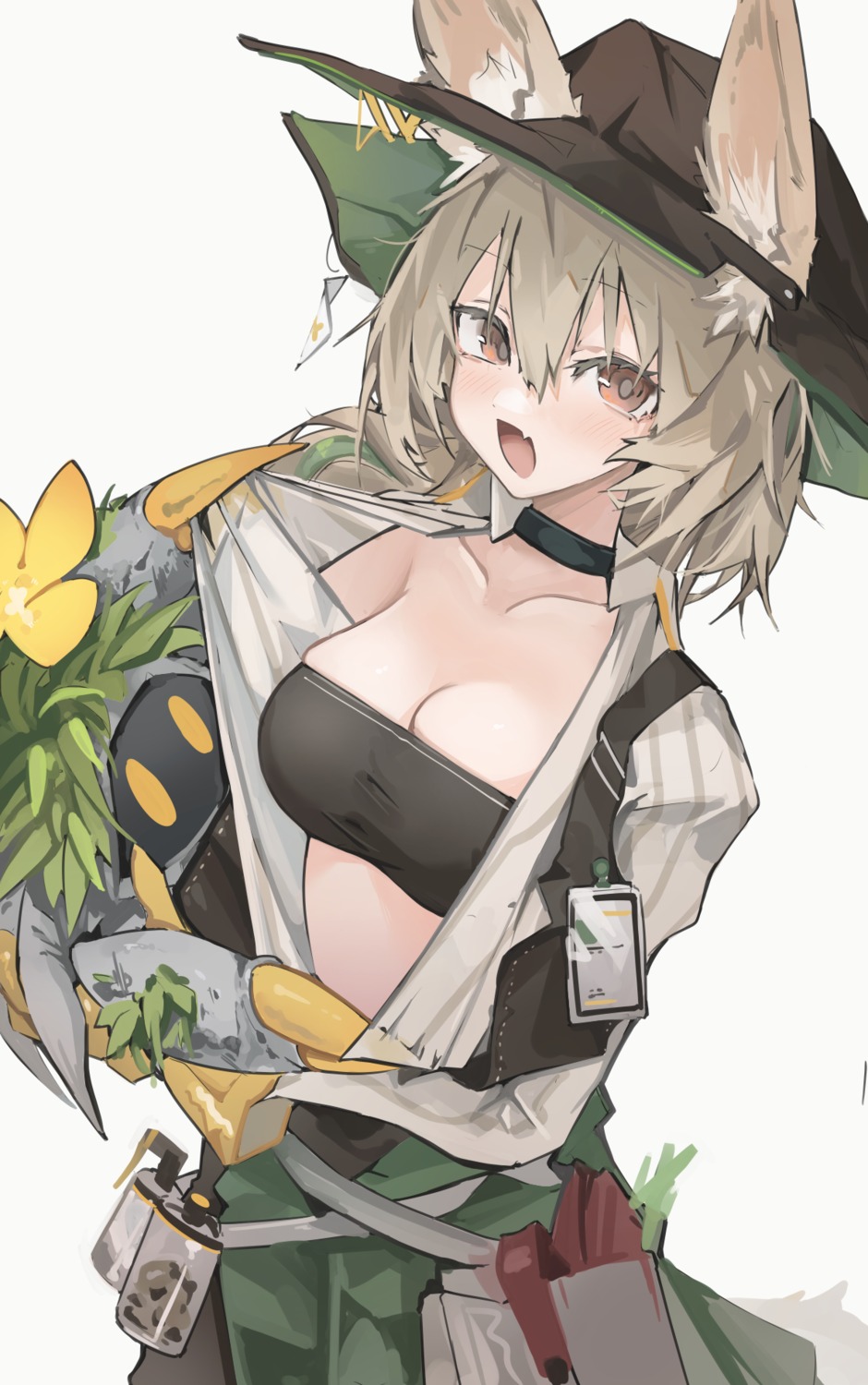 animal_ears arknights beanstalk_(arknights) mikojin no_bra tail