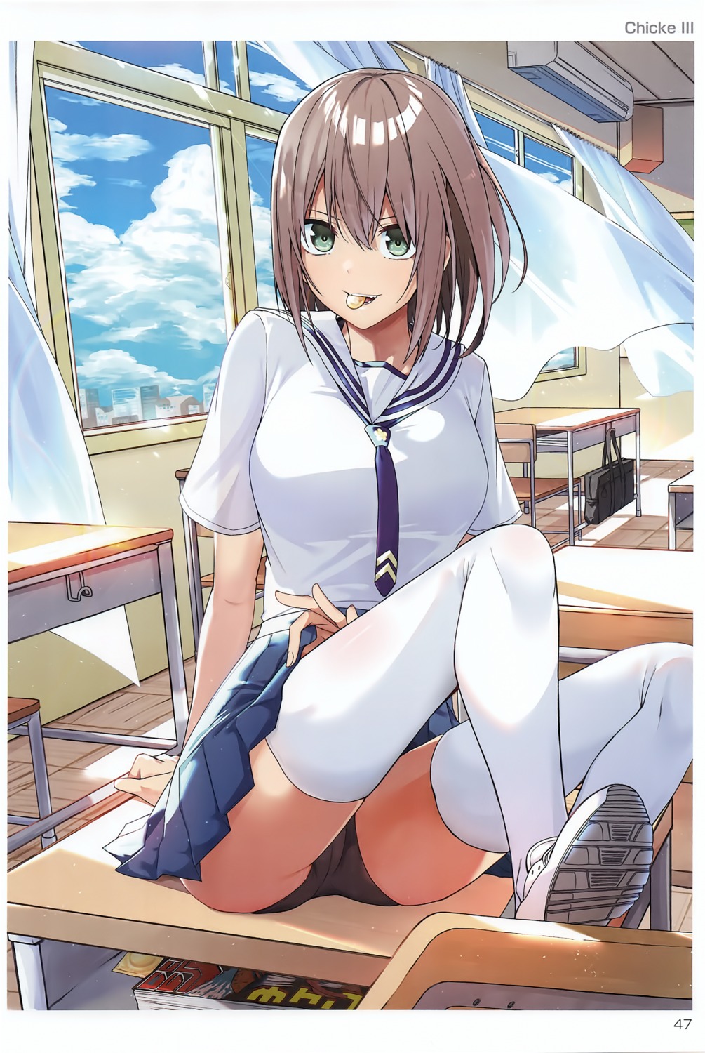 buruma chicke_iii seifuku skirt_lift thighhighs toranoana