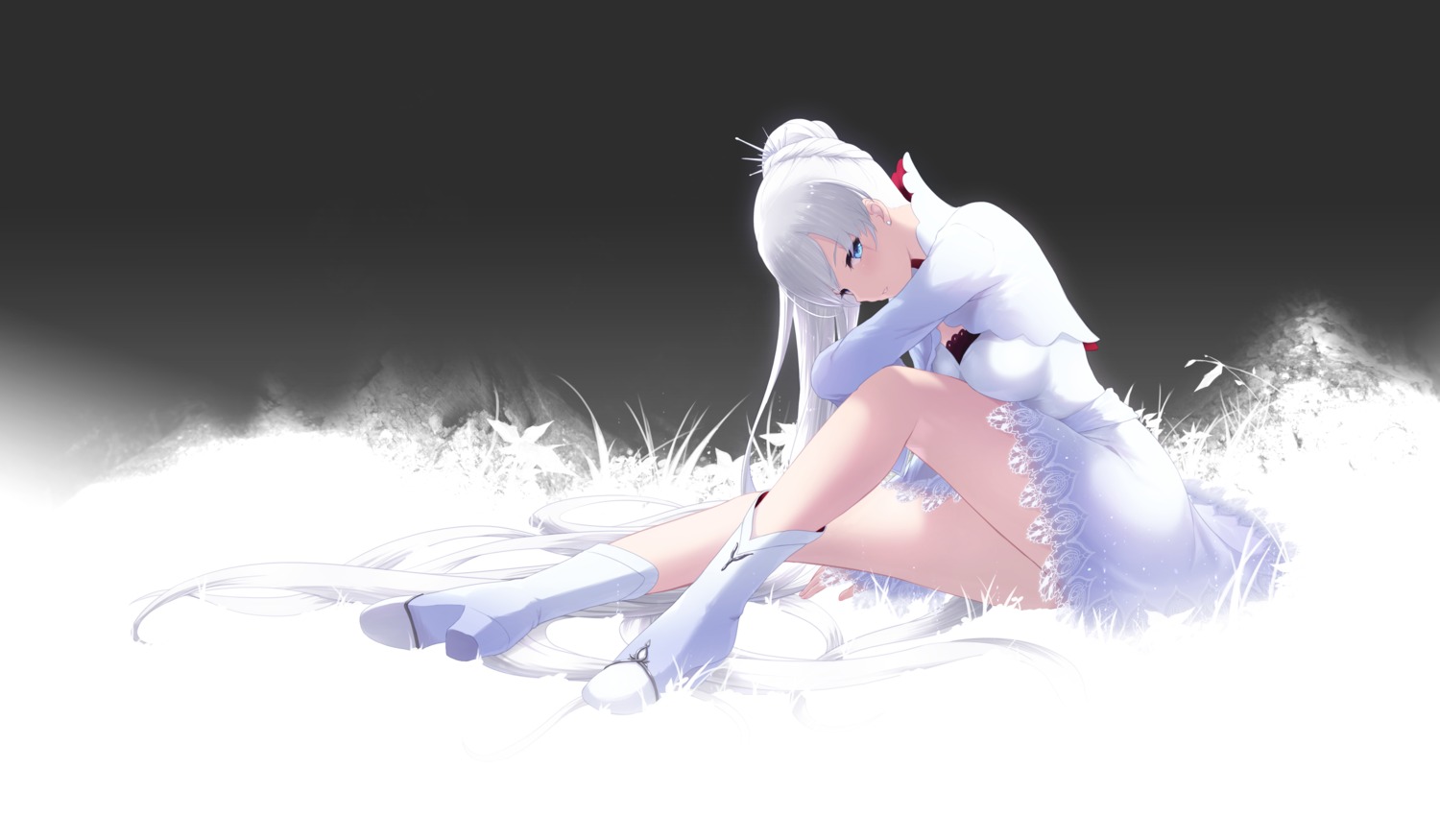 cait dress heels rwby skirt_lift weiss_schnee