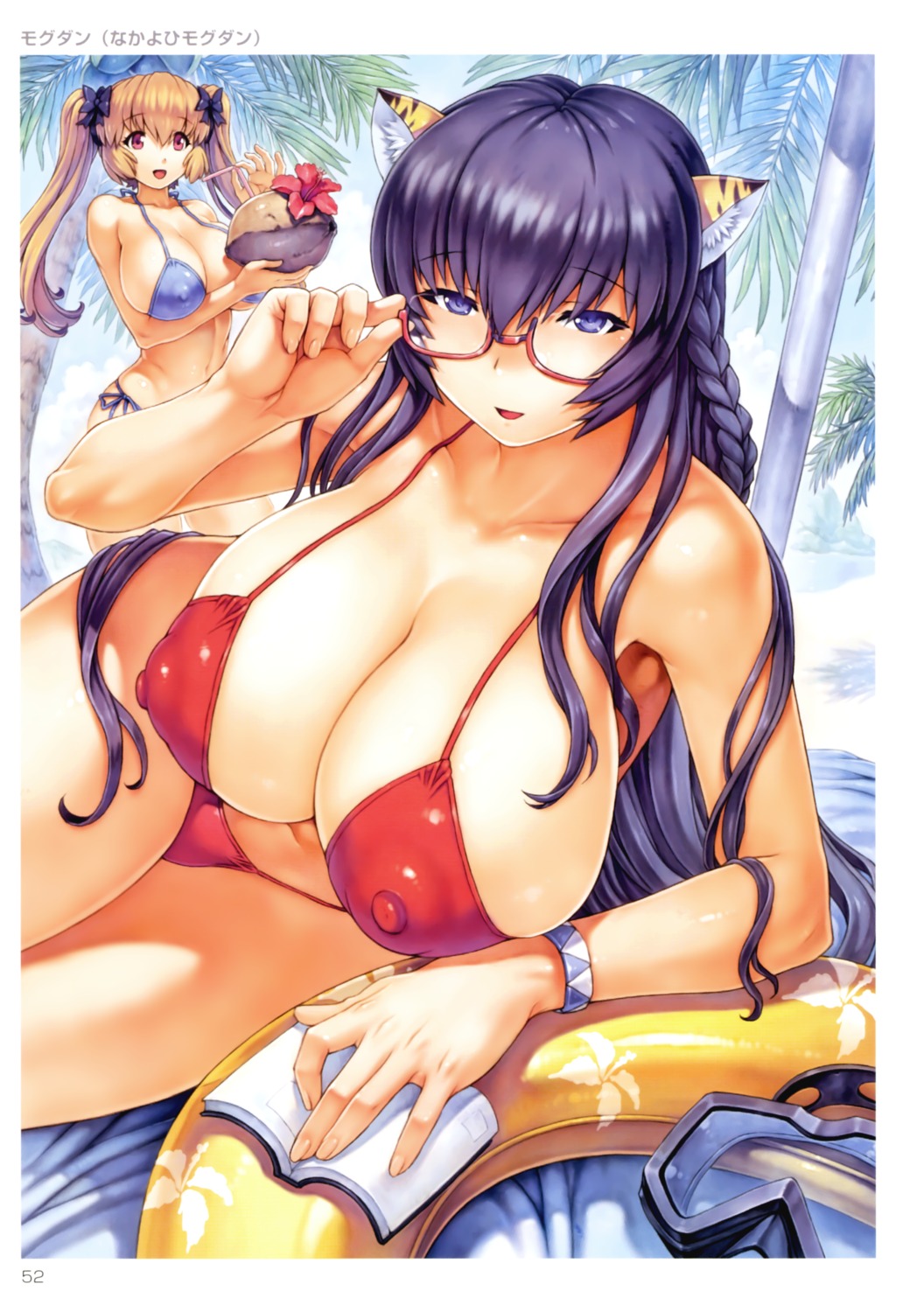 animal_ears bikini cleavage erect_nipples mogudan swimsuits