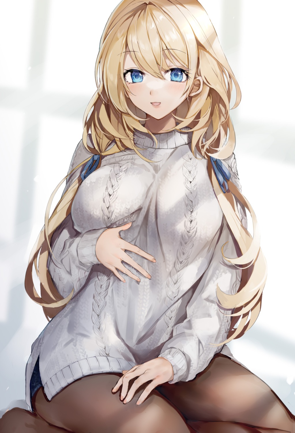 atago_(kancolle) kantai_collection pantyhose picoli1313 sweater