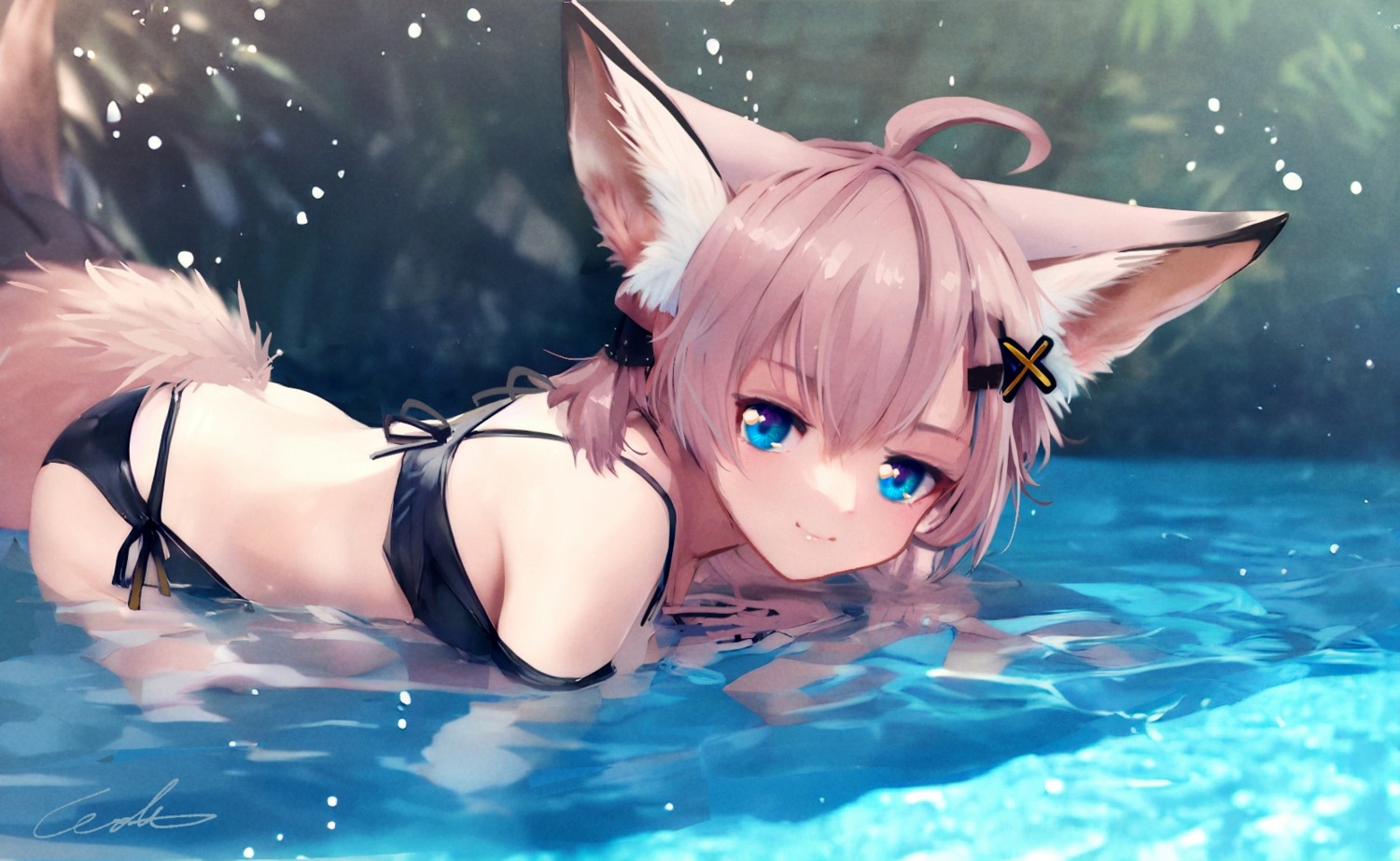 animal_ears arknights bikini sussurro_(arknights) swimsuits tail welt_(kinsei_koutenkyoku) wet