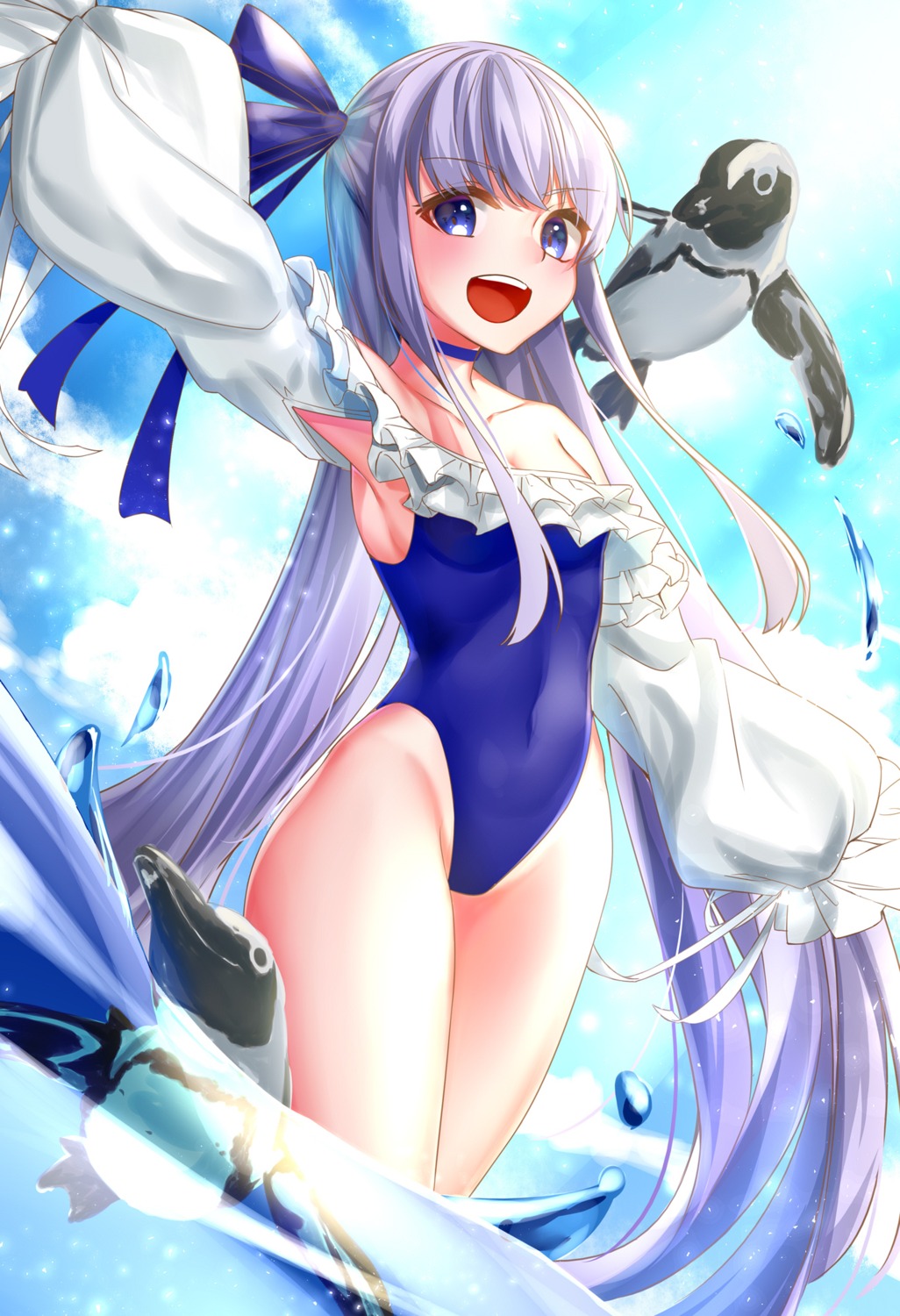 cleavage fate/grand_order meltlilith penguin rukinya_(nyanko_mogumogu) swimsuits wet