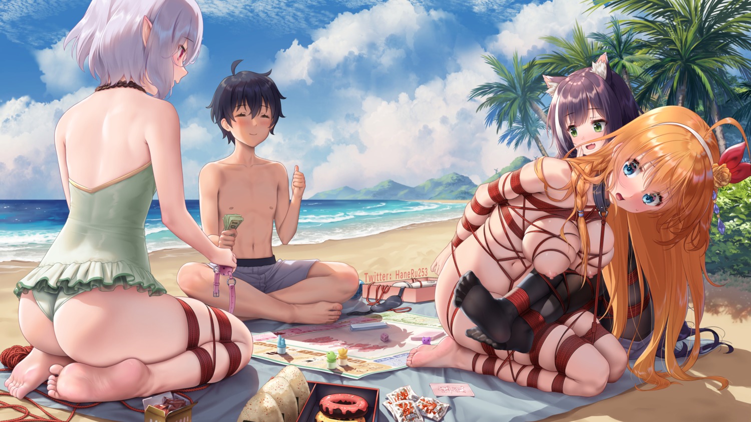 animal_ears bondage feet haneru karyl_(princess_connect) kokkoro naked nekomimi nipples pantyhose pecorine pointy_ears princess_connect! princess_connect!_re:dive swimsuits