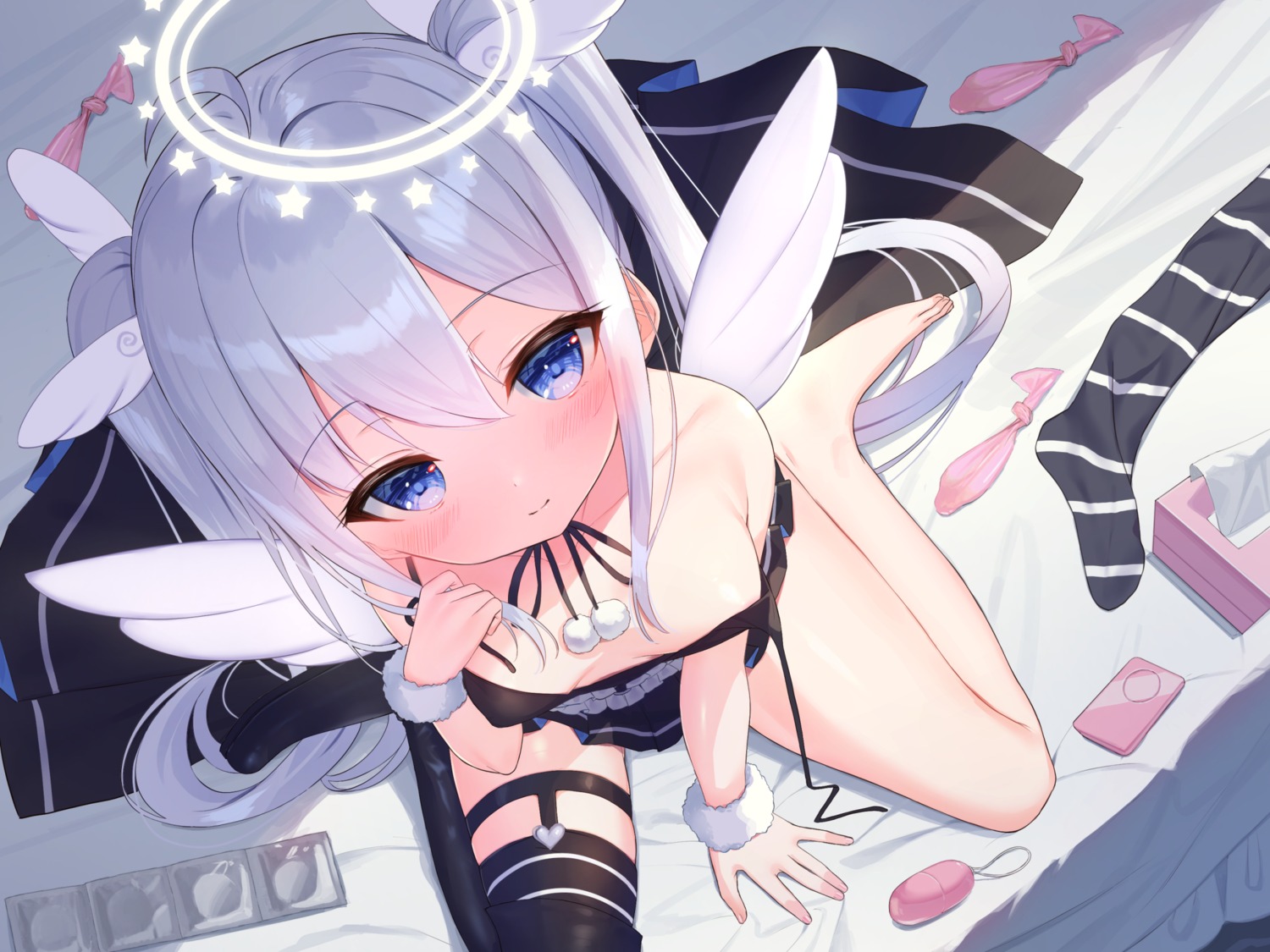 angel cum erect_nipples garter loli no_bra stockings tail thighhighs tsuki_usagi wings