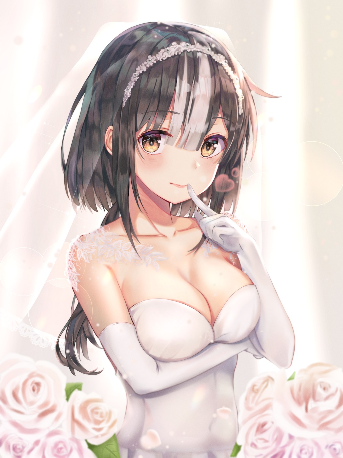 cleavage dori_(tkdgus930) dress no_bra wedding_dress