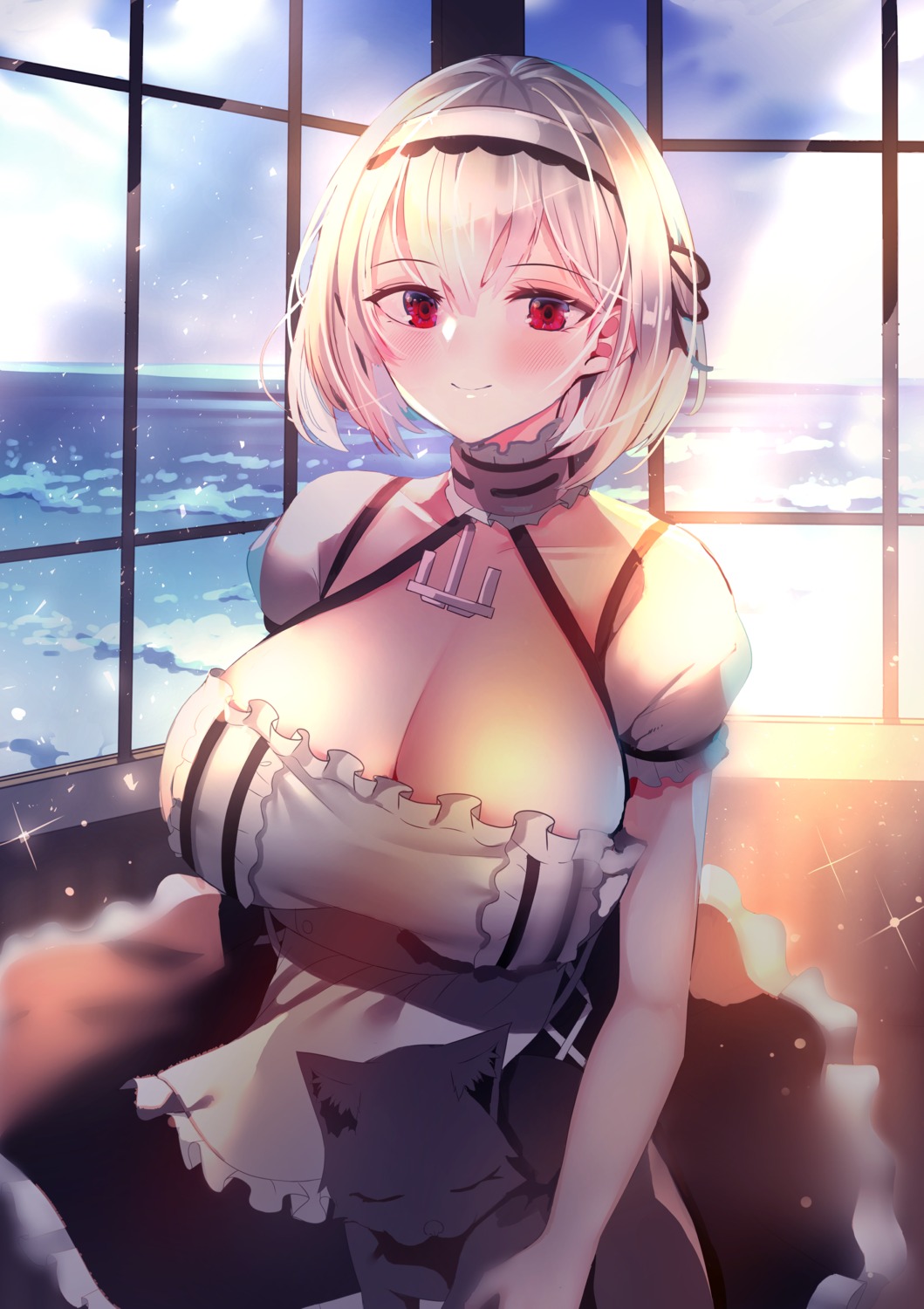 azur_lane cleavage maid neko no_bra sirius_(azur_lane) uennn