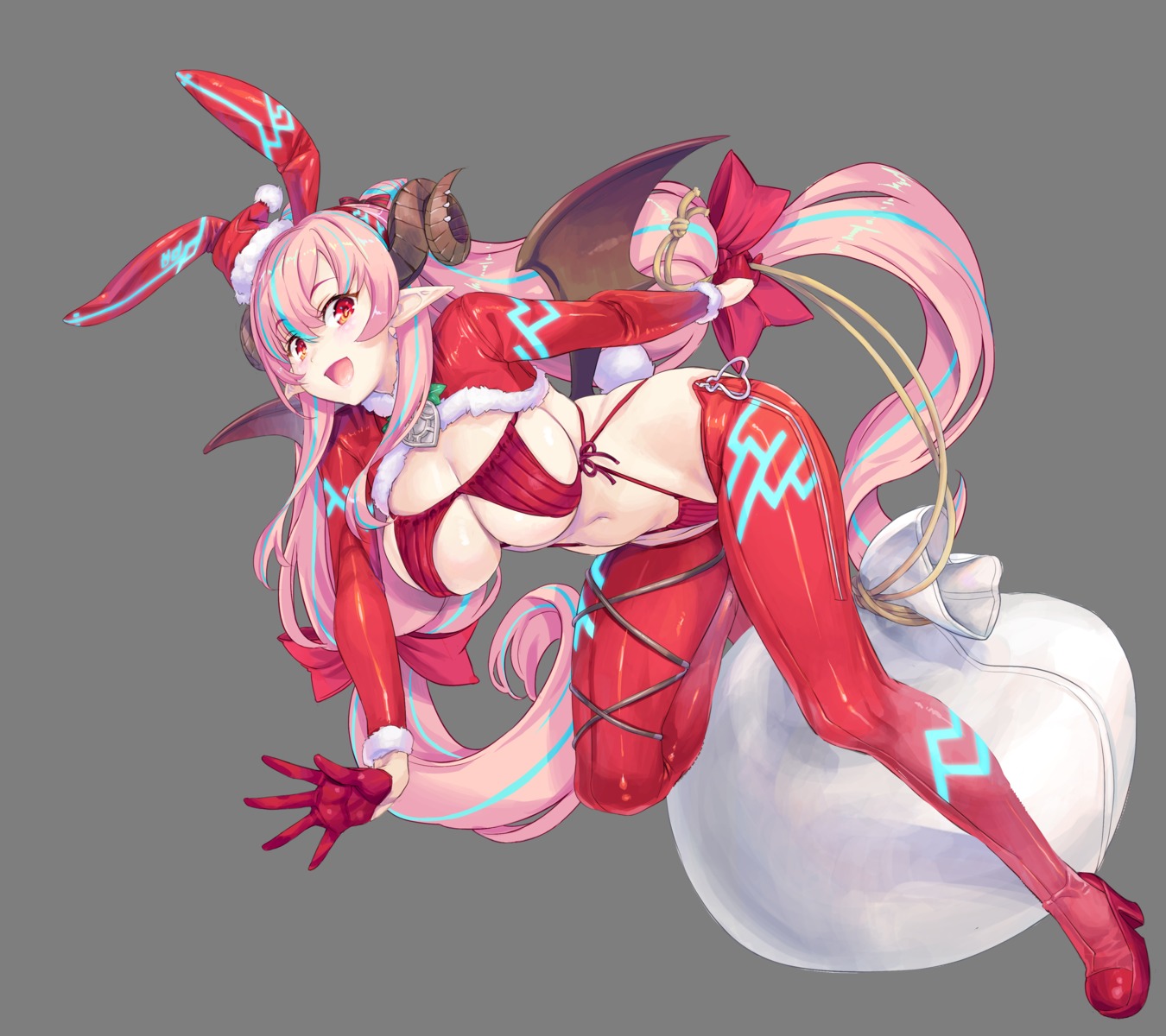 animal_ears bunny_ears bunny_girl christmas devil heels horns indie_virtual_youtuber nakajima_pepero ore_p_1gou pantyhose pointy_ears swimsuits tail transparent_png wings