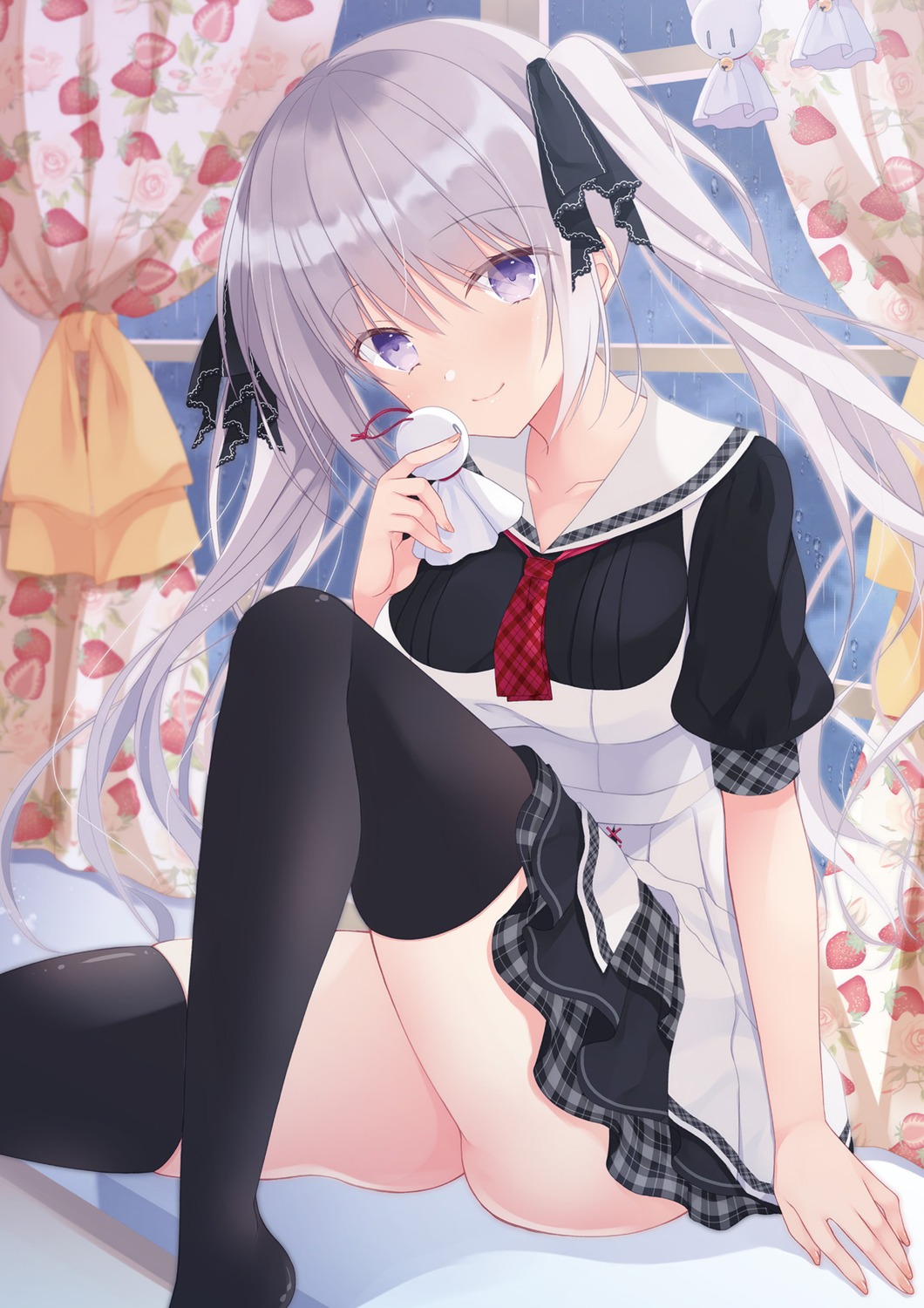 hazumi_rio nopan seifuku skirt_lift thighhighs