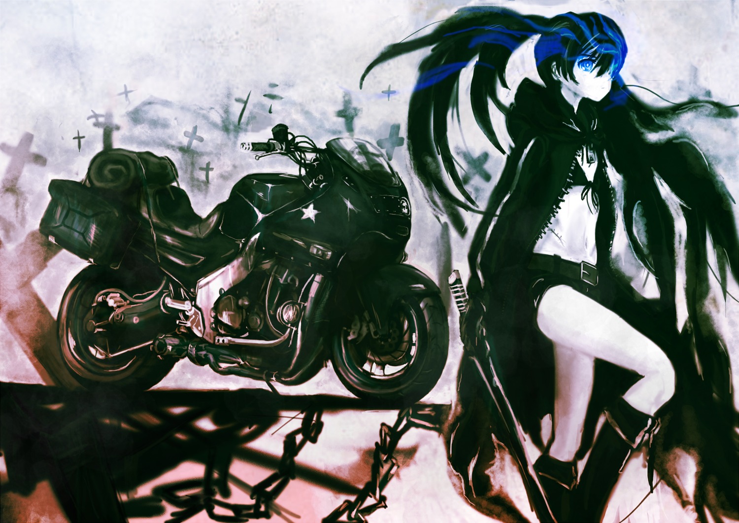 bikini_top black_rock_shooter black_rock_shooter_(character) swimsuits thrux vocaloid