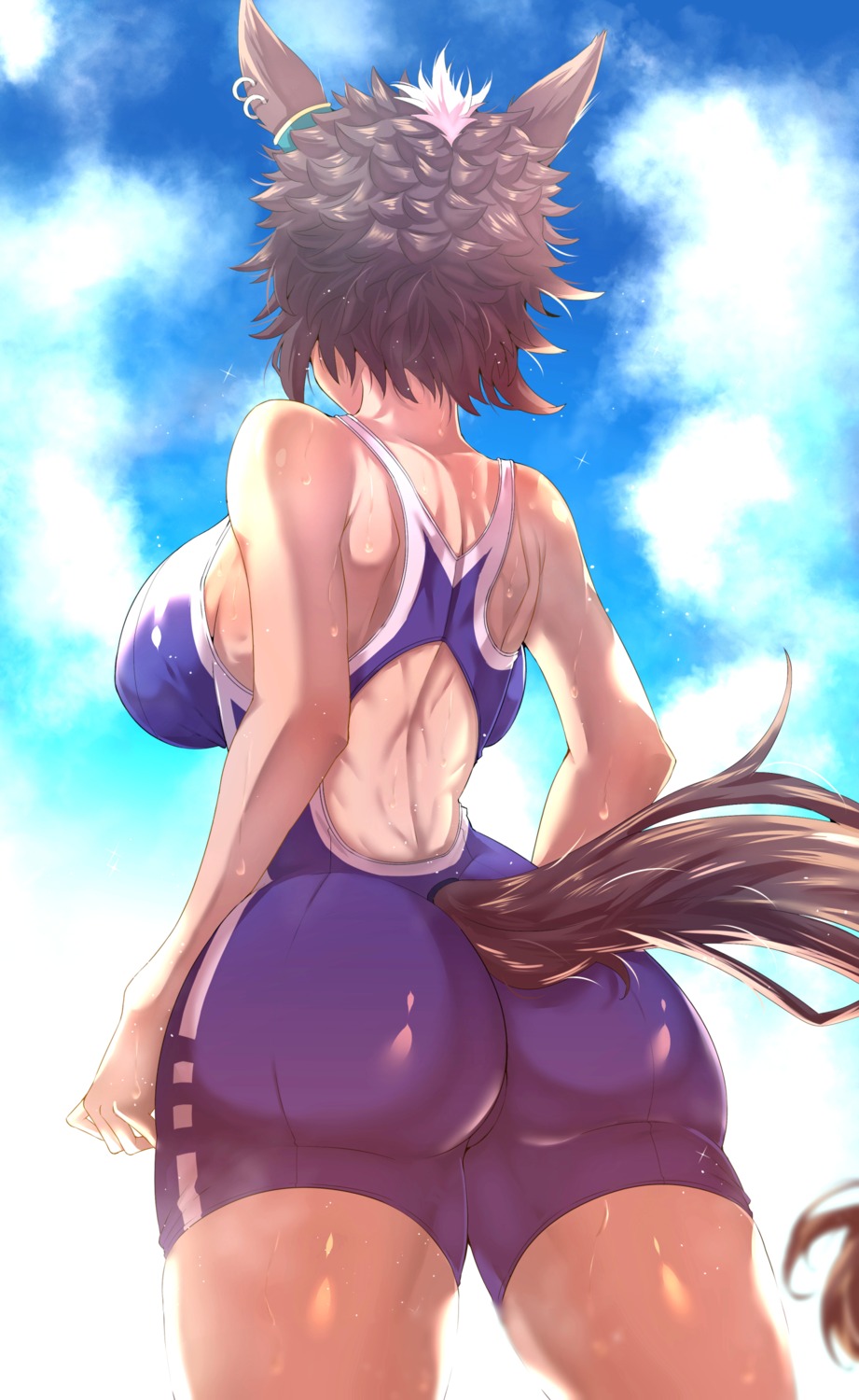 animal_ears ass mejiro_ryan_(umamusume) swimsuits tail uma_musume_pretty_derby wakura_(gcdan)
