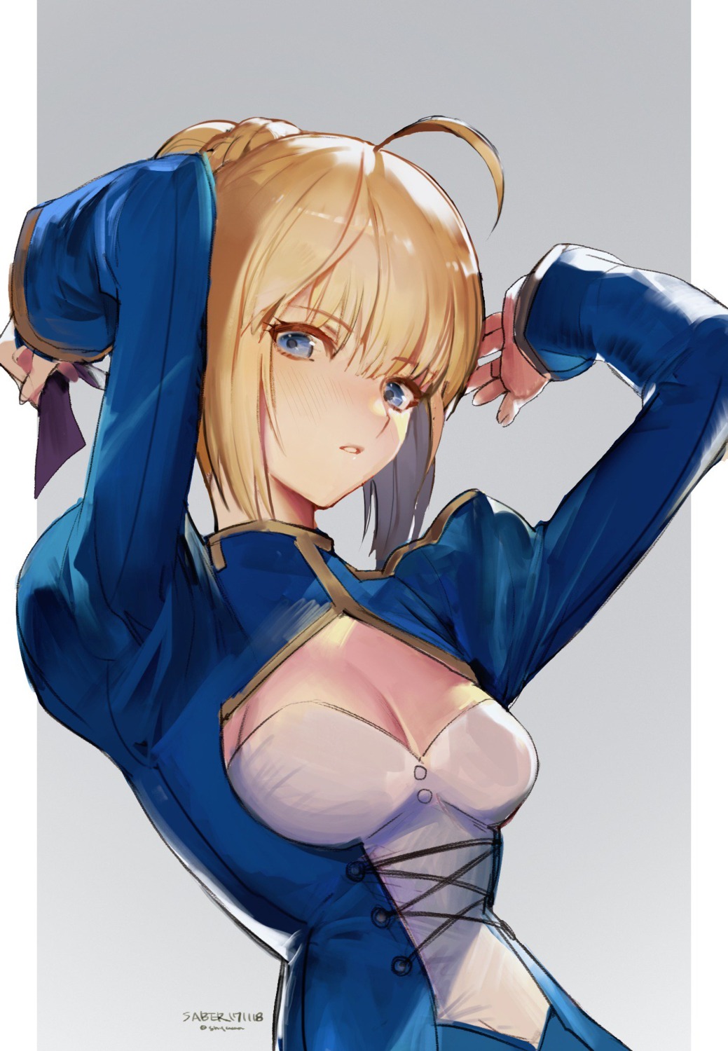 cleavage dress fate/grand_order fate/stay_night saber shycocoa