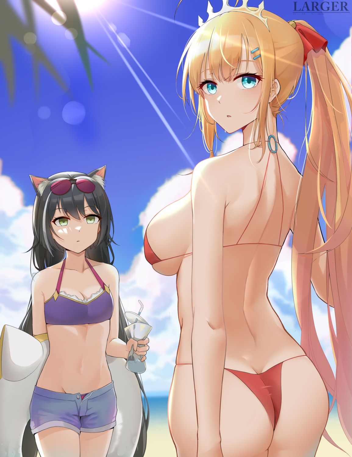 animal_ears ass bikini cleavage hun_shang karyl_(princess_connect) megane nekomimi pecorine princess_connect princess_connect!_re:dive swimsuits thong