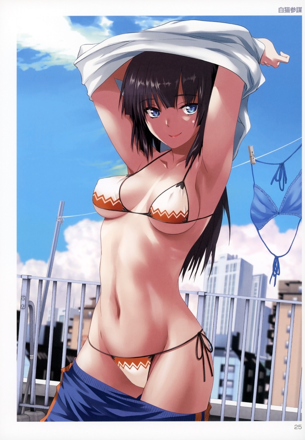 bikini shironeko_sanbou shirt_lift swimsuits underboob undressing