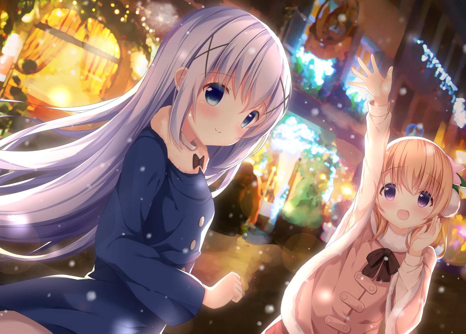 christmas gochuumon_wa_usagi_desu_ka? hoto_cocoa kafuu_chino pizzzica