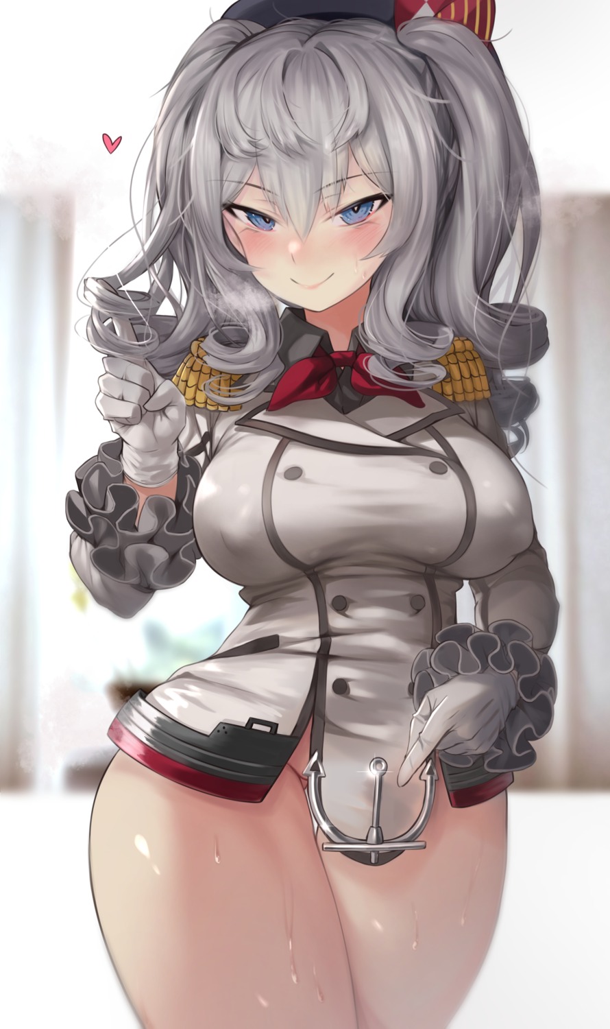 bottomless erect_nipples kantai_collection kashima_(kancolle) torriet uniform wet