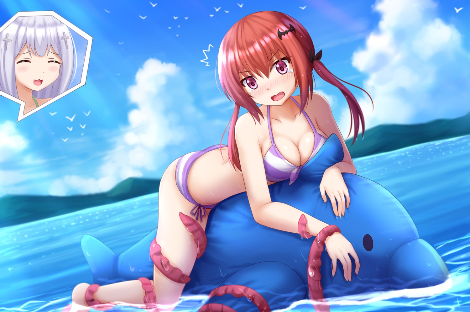 bikini cleavage gabriel_dropout kazenokaze kurumizawa_satanichia_mcdowell shiraha_raphiel_ainsworth swimsuits tentacles wet