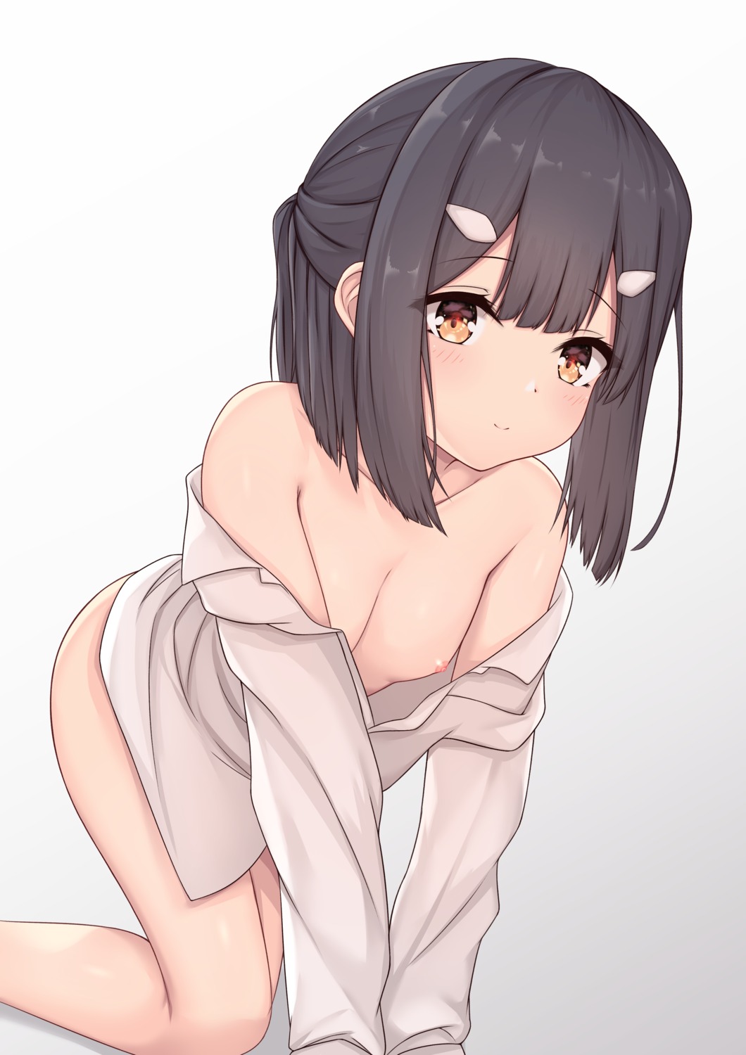 arata_(xin) bottomless breasts dress_shirt fate/kaleid_liner_prisma_illya fate/stay_night loli miyu_edelfelt nipples no_bra open_shirt