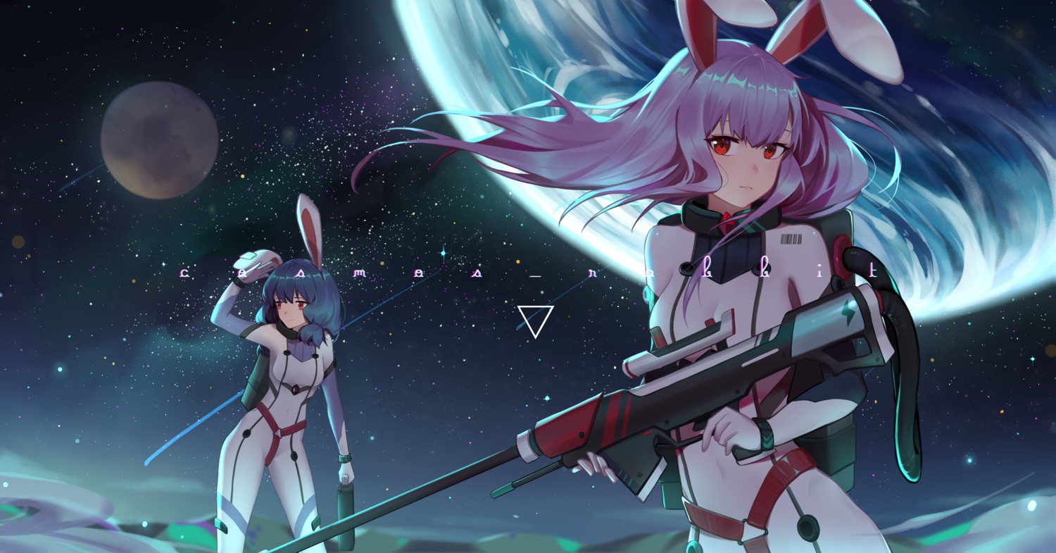 animal_ears bodysuit bunny_ears reisen_udongein_inaba touhou weapon xtears_kitsune