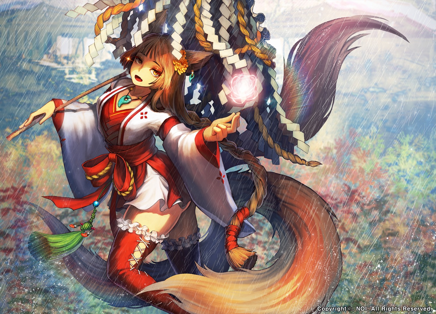 animal_ears ass kitsune noixen nopan tail thighhighs