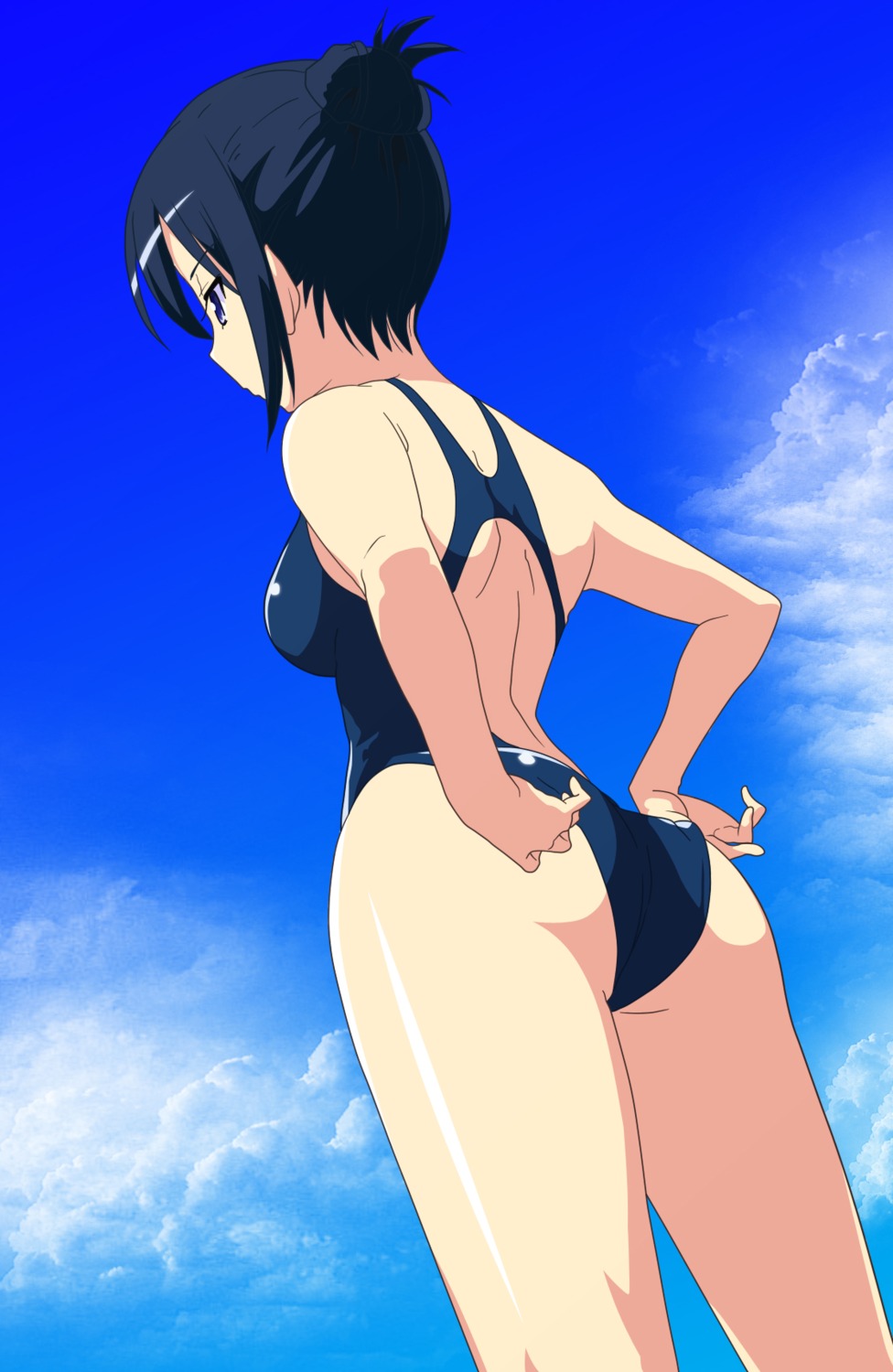 ass morisawa_haruyuki soukyuu_no_karma swimsuits