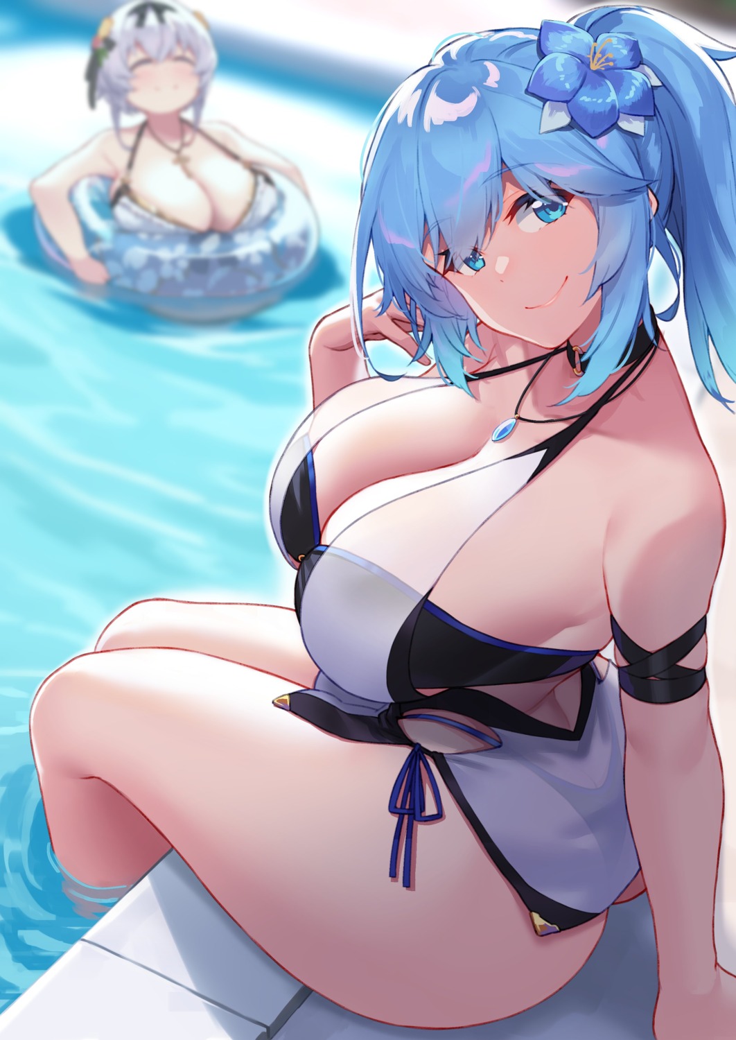 alicia_renato_(yashiro_sousaku) bikini bikini_top kimi_tsuru ortina_lillibel_(yashiro_sousaku) see_through swimsuits thong wet