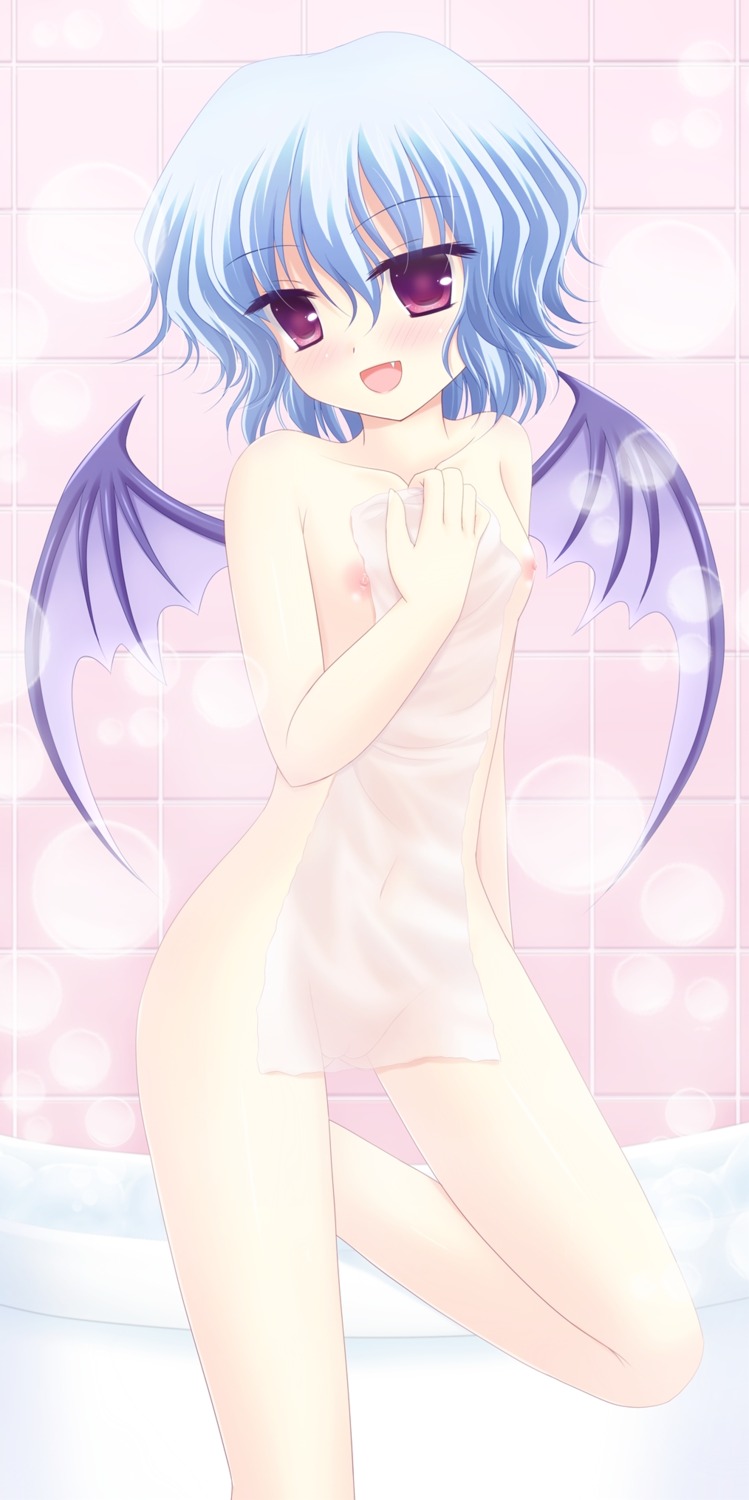 loli naked nipples pussy remilia_scarlet see_through shimotsuki_keisuke touhou towel uncensored wings