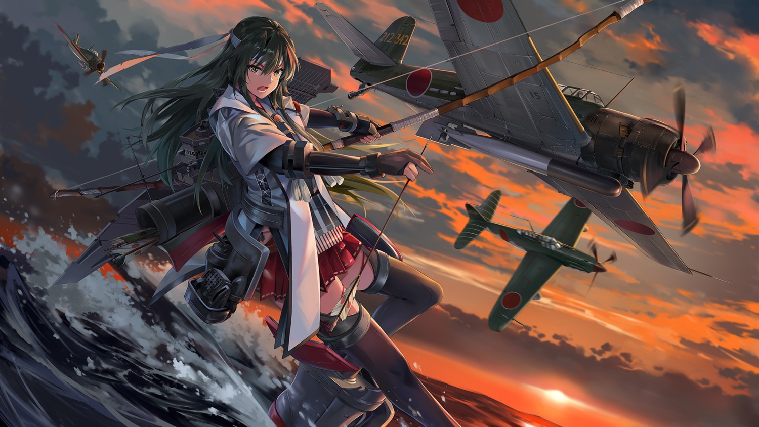 kantai_collection neko_(yanshoujie) thighhighs weapon zuikaku_(kancolle)