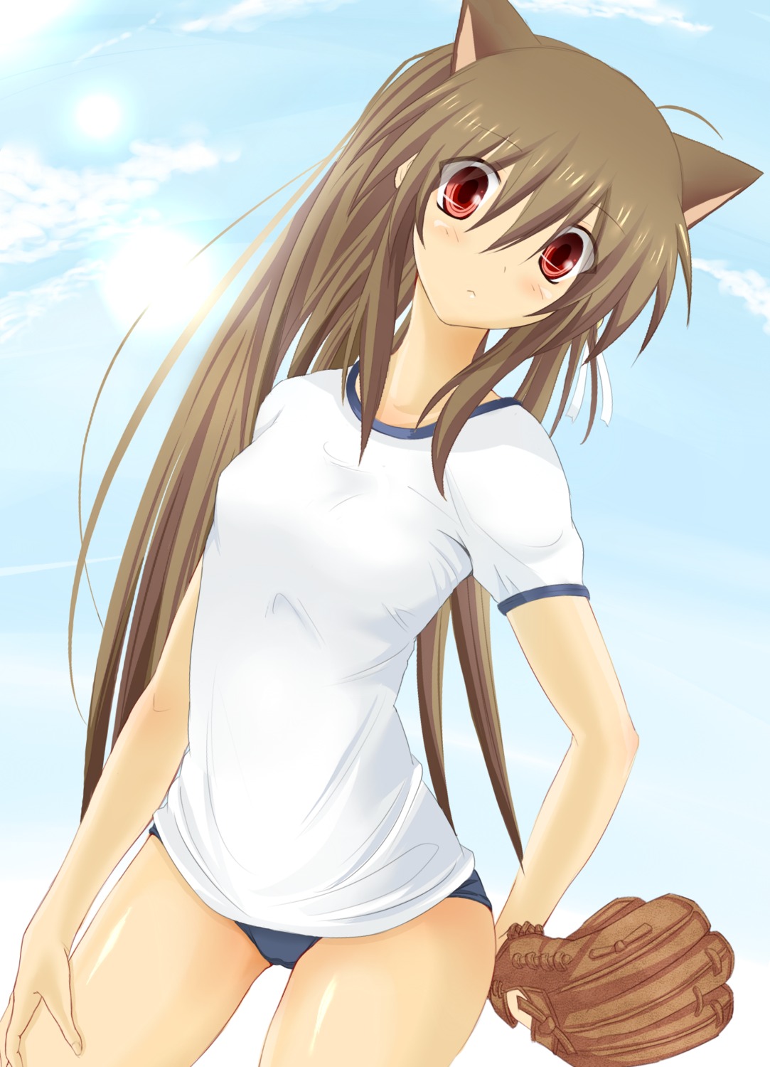 animal_ears baseball gym_uniform little_busters! natsume_rin sato_toshiya