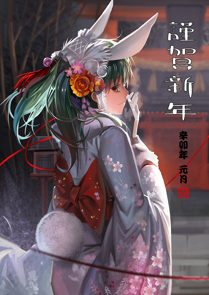 alphonse animal_ears bunny_ears hatsune_miku kimono tail vocaloid