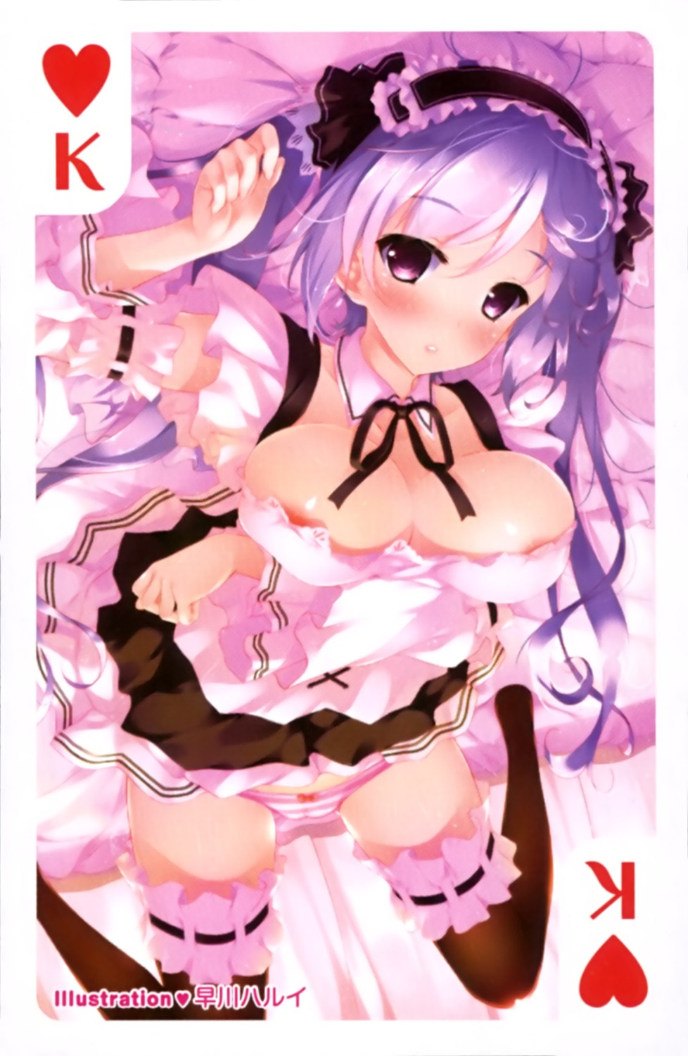 breasts cameltoe card hayakawa_harui nipple_slip no_bra open_shirt pantsu shimapan thighhighs