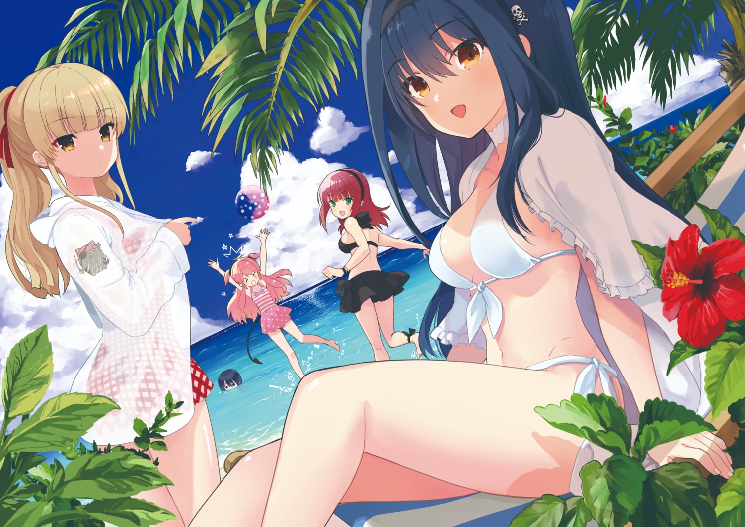 angel_beats! asami_yuriko bikini crossover kushima_kamome nakamura_yuri see_through shiina summer_pockets swimsuits tail wet yoshioka_yui yusa