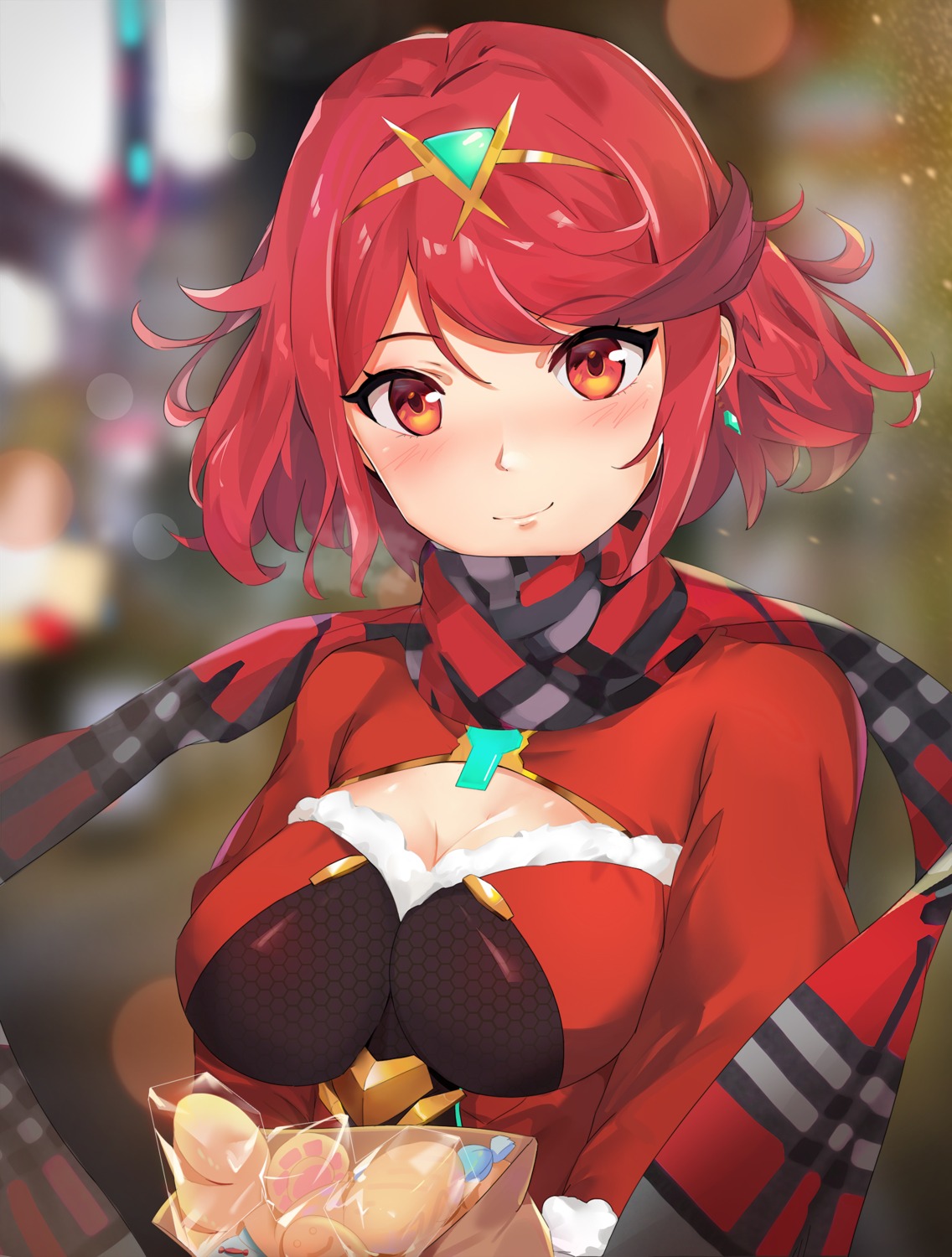 christmas cleavage homura_(xenoblade_2) kiiro_kimi xenoblade_(series) xenoblade_2