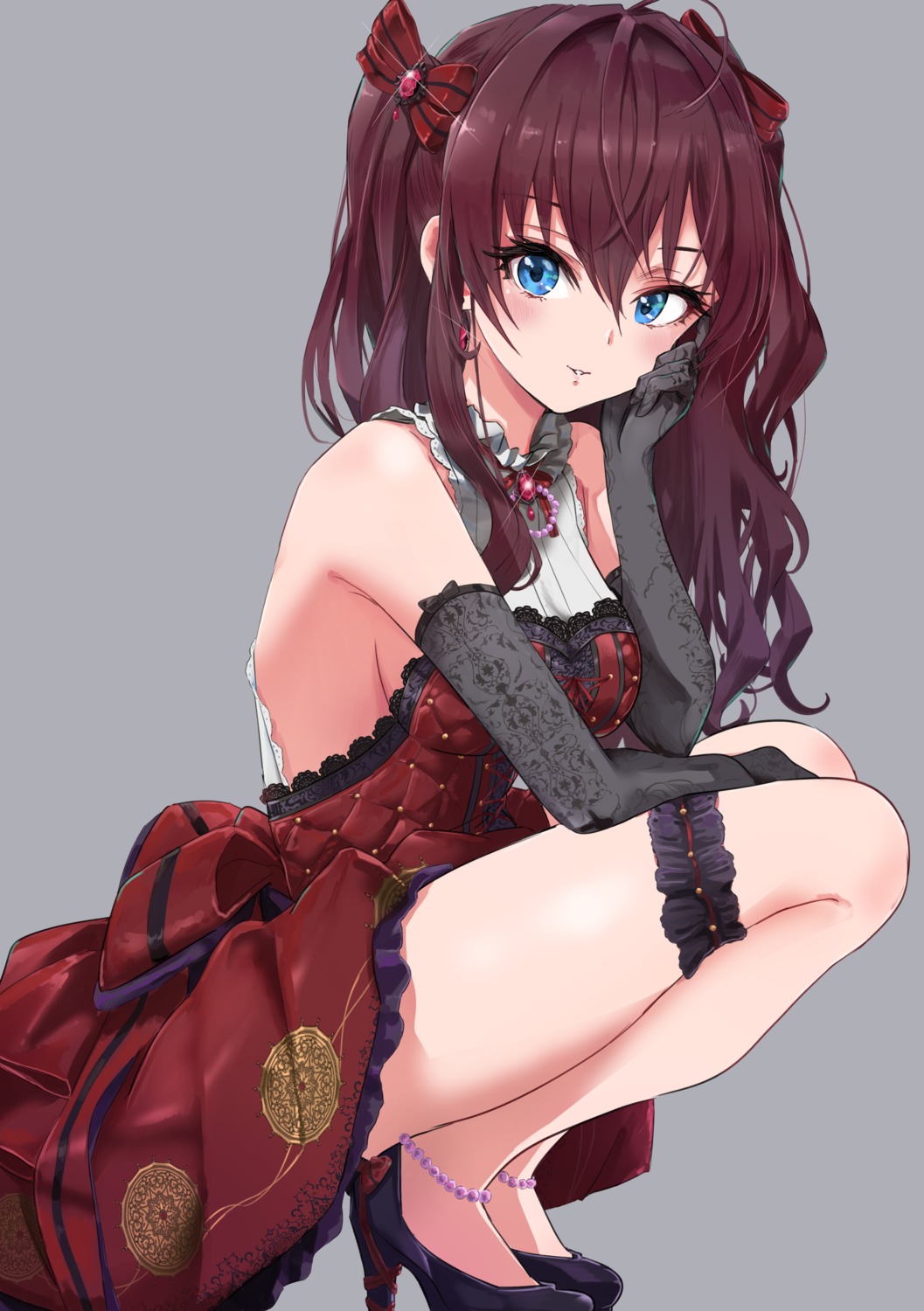 garter heels ichinose_shiki no_bra pizzasi skirt_lift the_idolm@ster the_idolm@ster_cinderella_girls