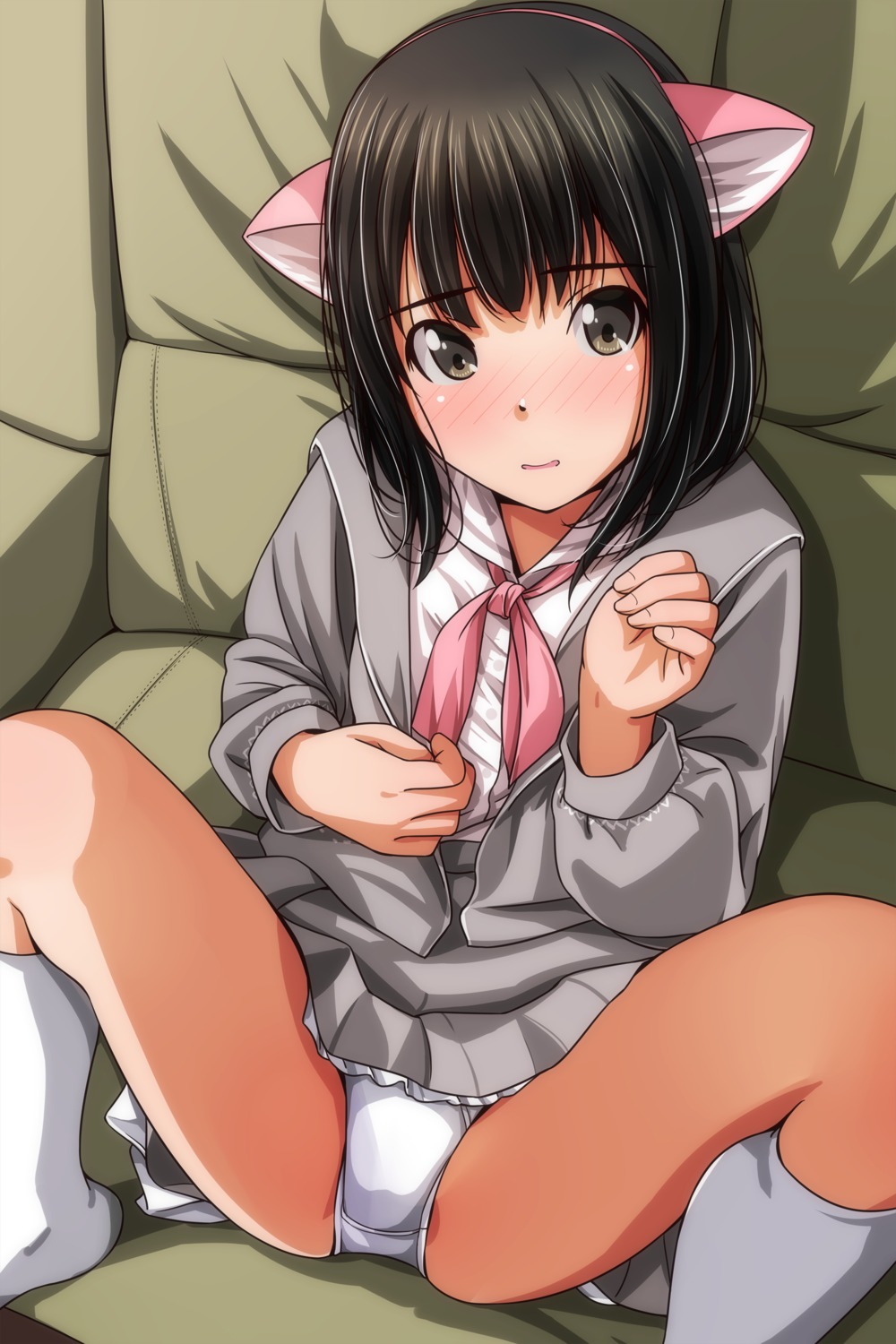 animal_ears loli matsunaga_kouyou nekomimi pantsu seifuku skirt_lift