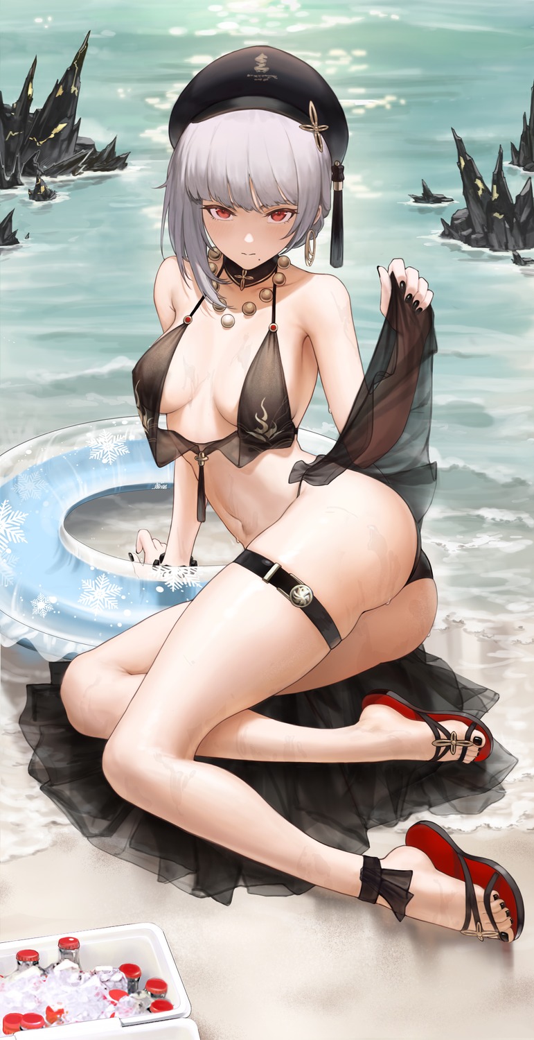 bikini garter l_ract sanhua see_through skirt_lift swimsuits thong wuthering_waves