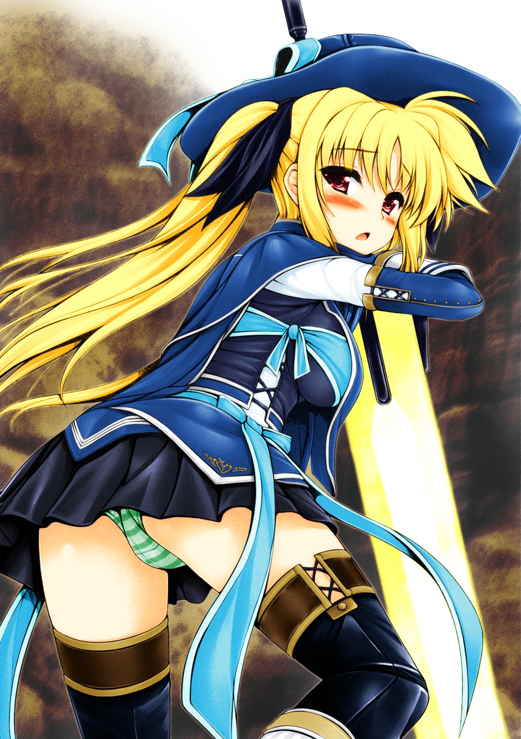 cosplay fate_testarossa mahou_shoujo_lyrical_nanoha mahou_shoujo_lyrical_nanoha_strikers monster_hunter pantsu shimapan sword thighhighs uni8