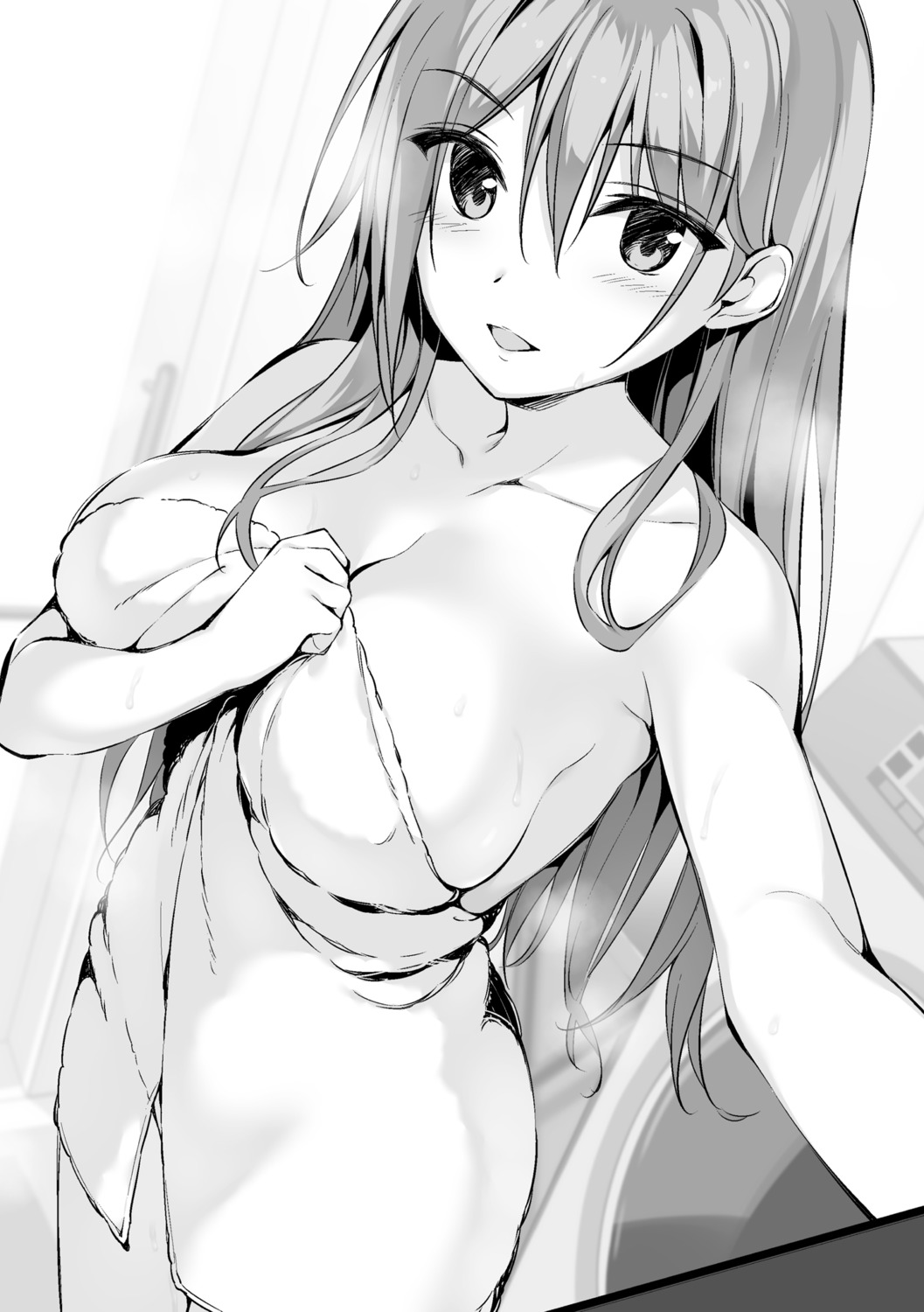 boku_no_kanojo_sensei fujiki_maka monochrome oryou towel