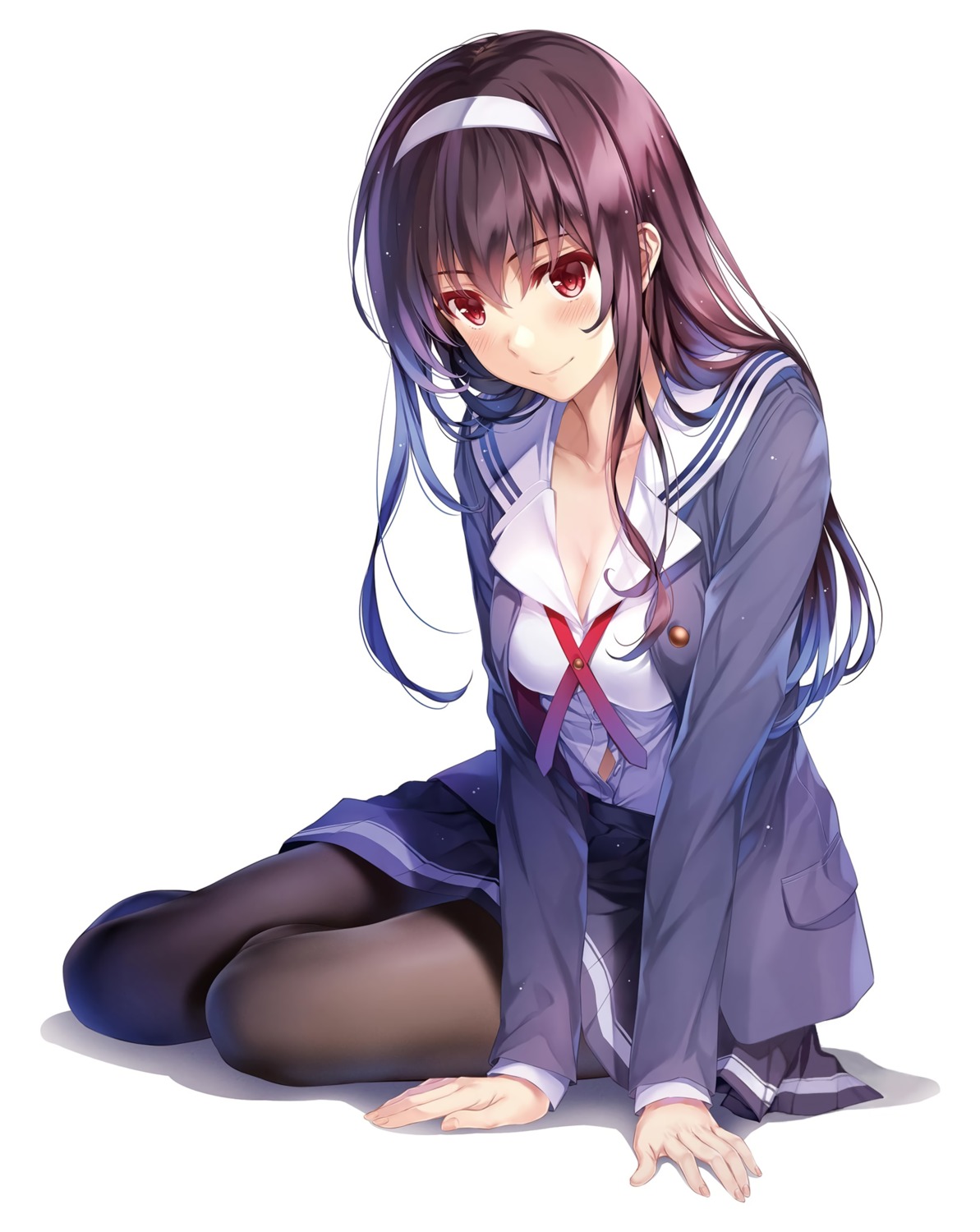 cleavage detexted kasumigaoka_utaha misaki_kurehito open_shirt pantyhose sa...