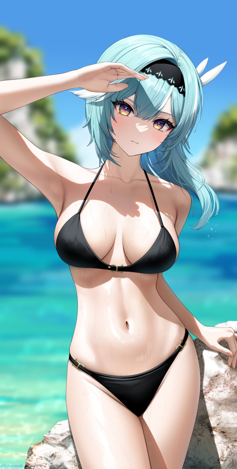 bikini eula genshin_impact kohanayuki swimsuits wet