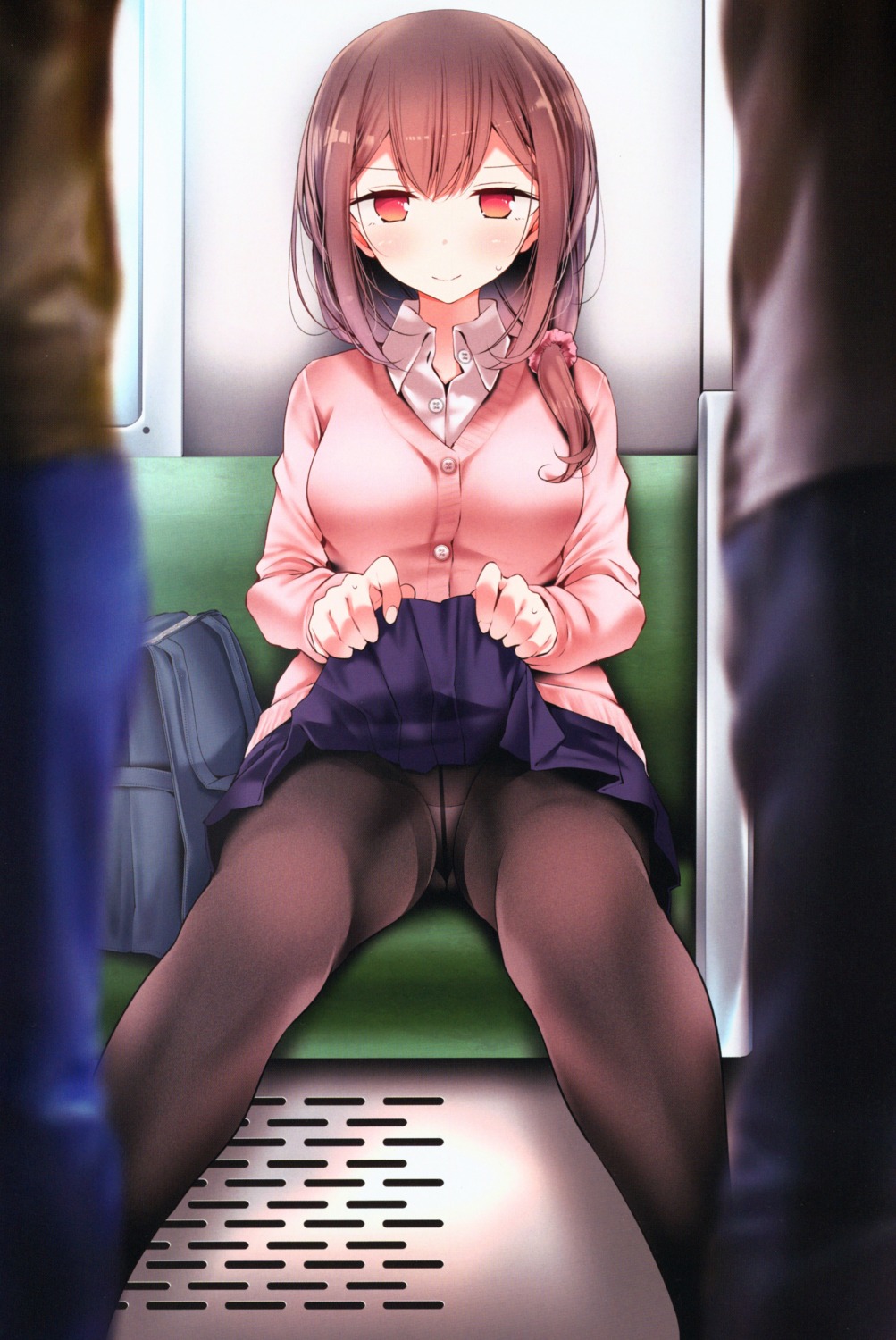 oouso pantsu pantyhose see_through seifuku skirt_lift sweater usotsukiya