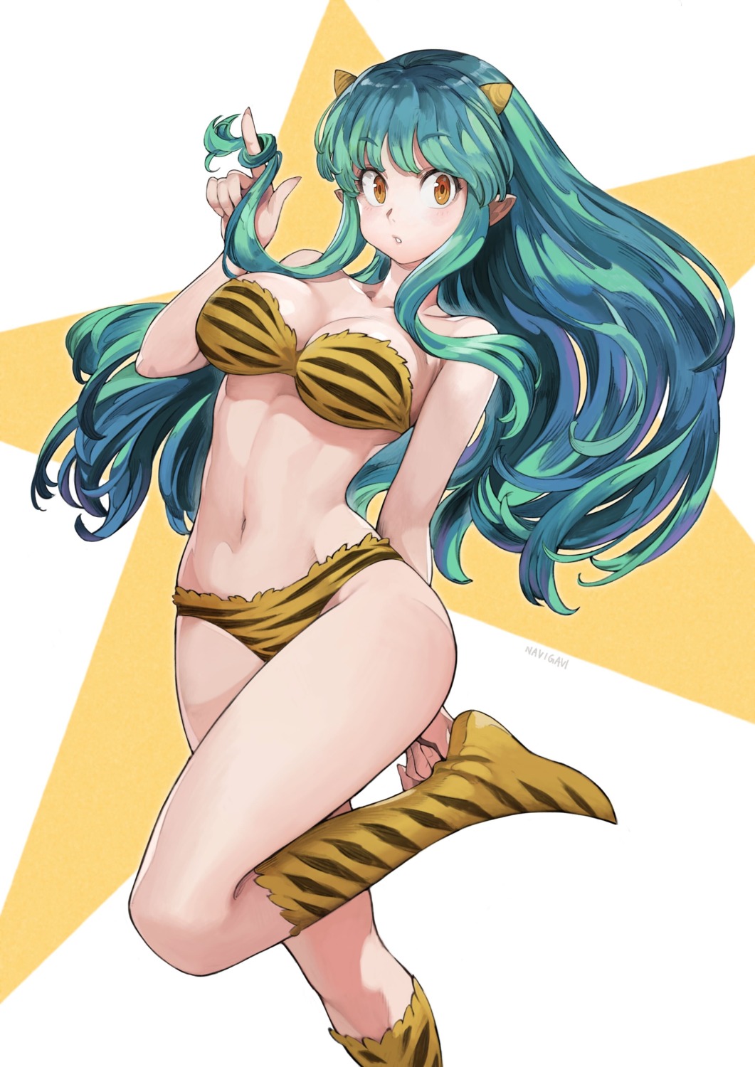 bikini horns jun_(seojh1029) lum pointy_ears swimsuits urusei_yatsura