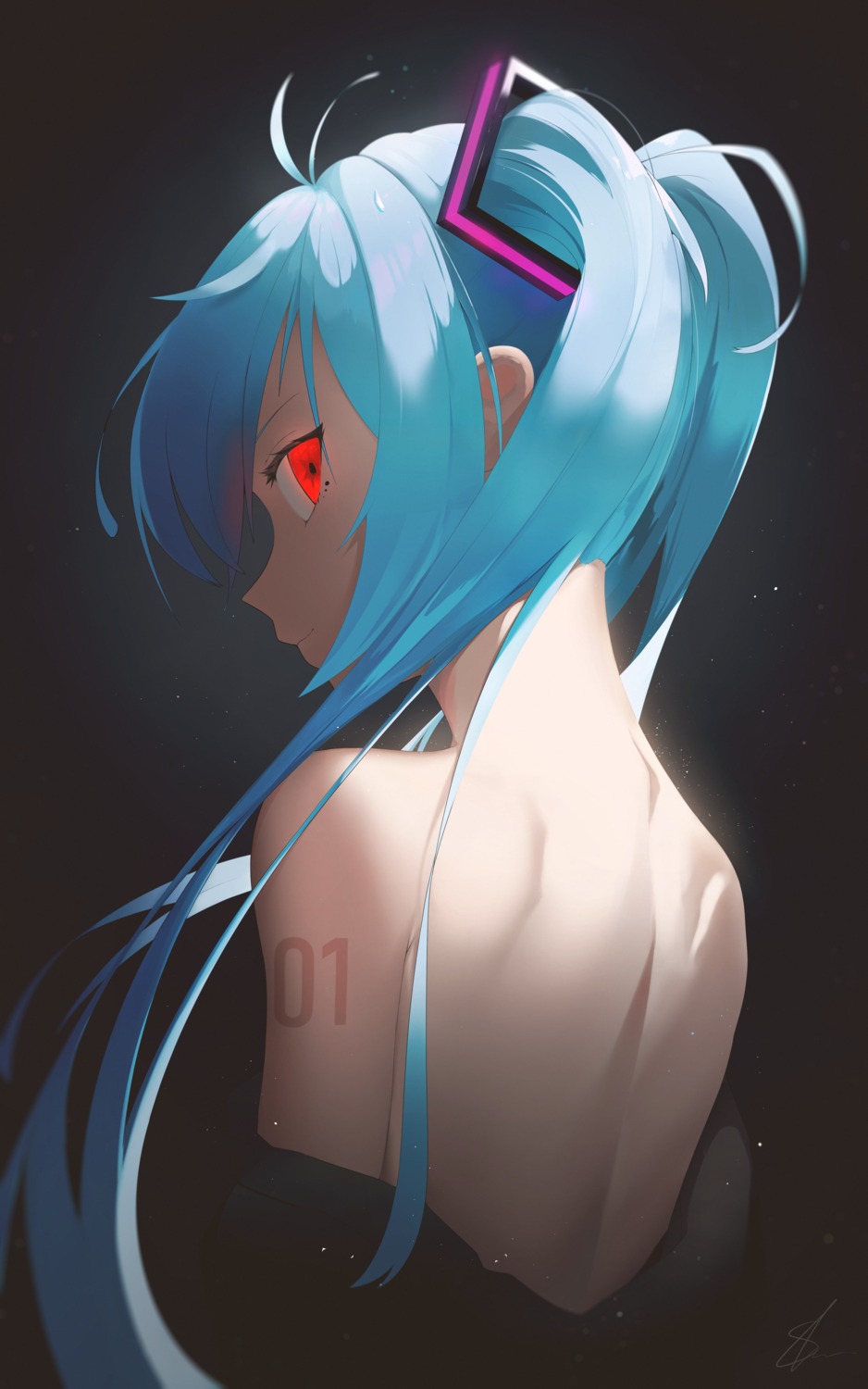 hatsune_miku kikiis_art no_bra tattoo vocaloid