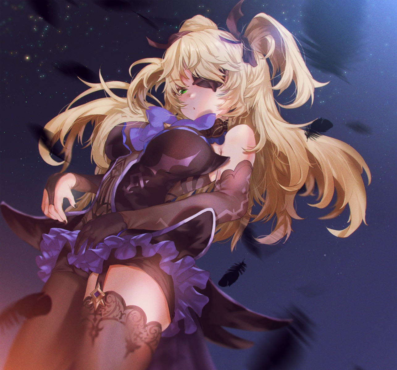 eyepatch fischl genshin_impact shuru_y stockings thighhighs