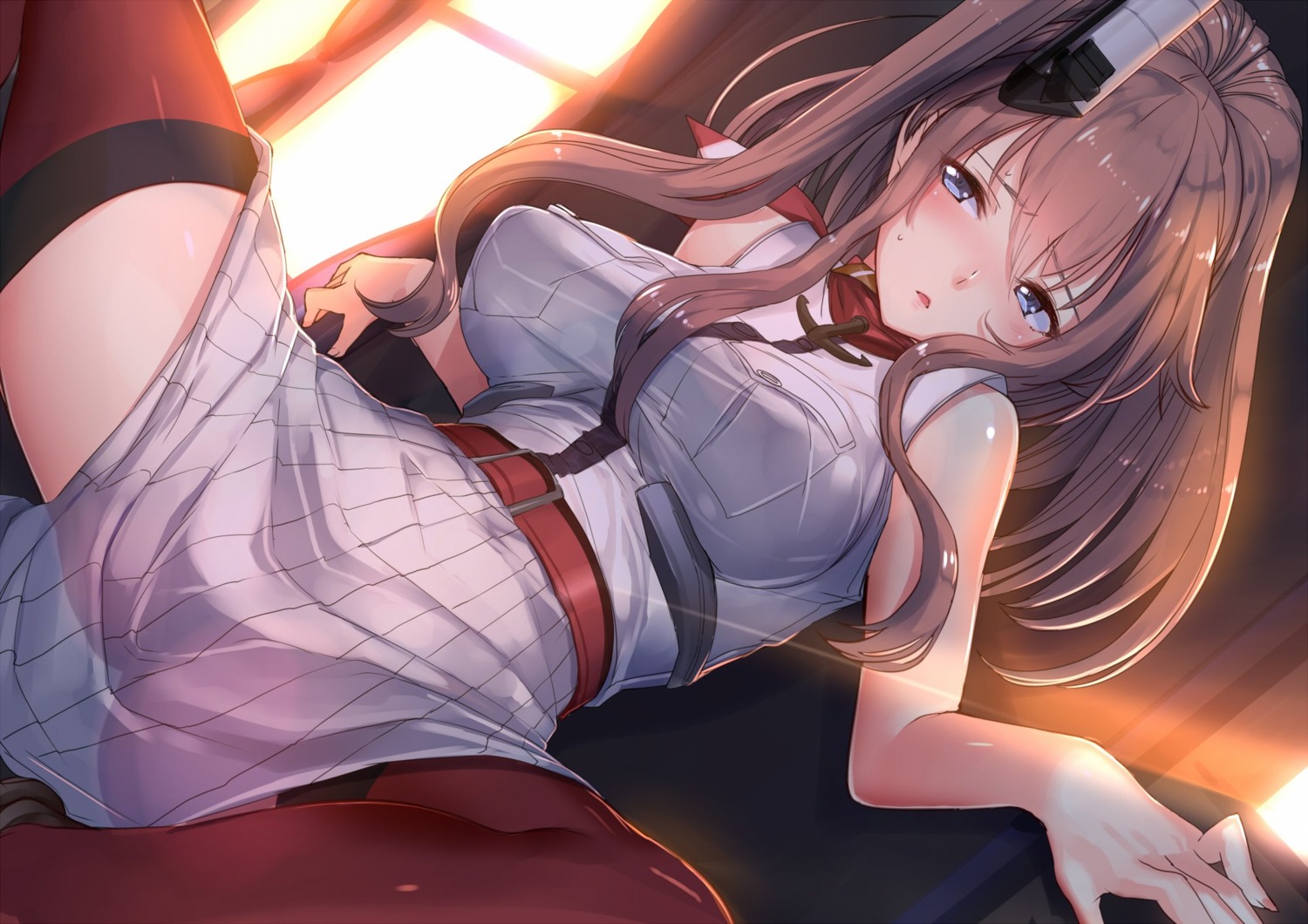 akasa_ai erect_nipples kantai_collection saratoga_(kancolle) see_through thighhighs uniform