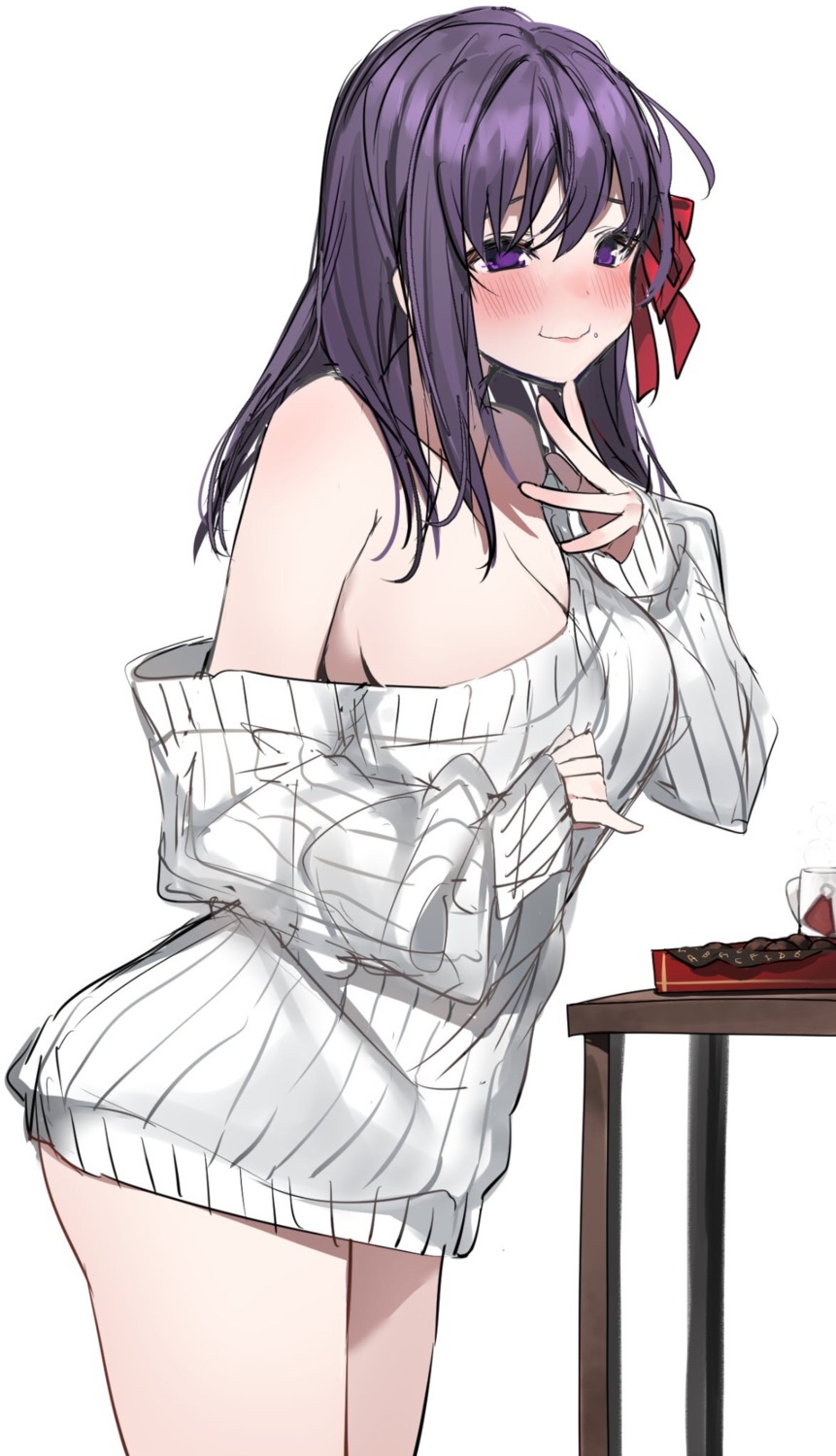 fate/grand_order fate/stay_night fate/stay_night_heaven's_feel matou_sakura no_bra sketch sweater xretakex