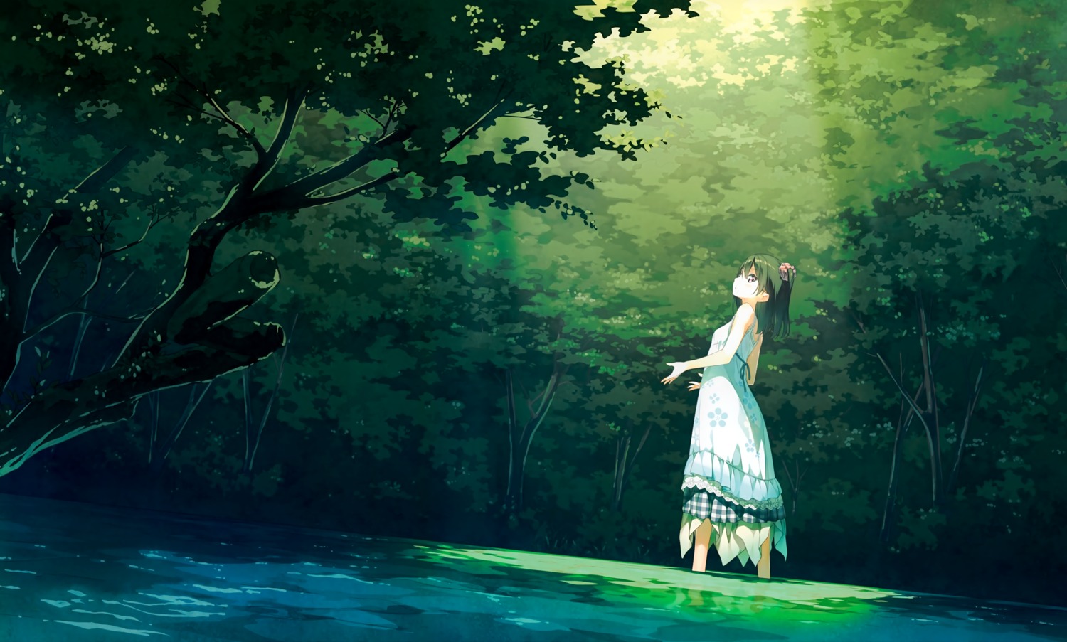 5_nenme_no_houkago calendar detexted dress kantoku landscape photoshop shizuku_(kantoku) wet