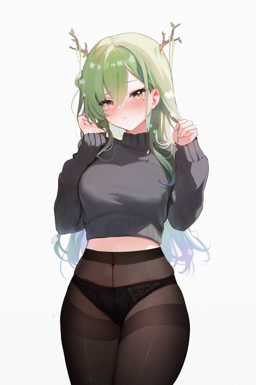 ceres_fauna hololive hololive_english horns koahri pantsu pantyhose sweater