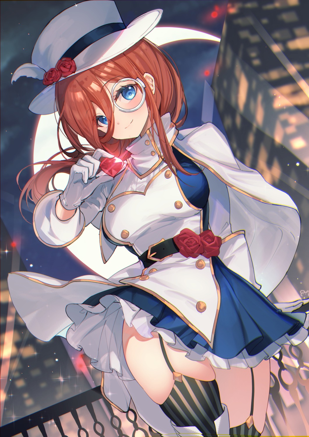 5-toubun_no_hanayome bison_cangshu megane nakano_miku skirt_lift stockings thighhighs