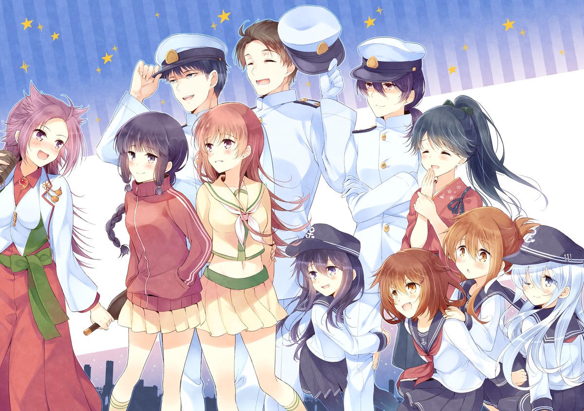 admiral_(kancolle) akatsuki_(kancolle) female_admiral_(kancolle) hibiki_(kancolle) houshou_(kancolle) ikazuchi_(kancolle) inazuma_(kancolle) junyou_(kancolle) kantai_collection kitakami_(kancolle) komi_zumiko ooi_(kancolle)